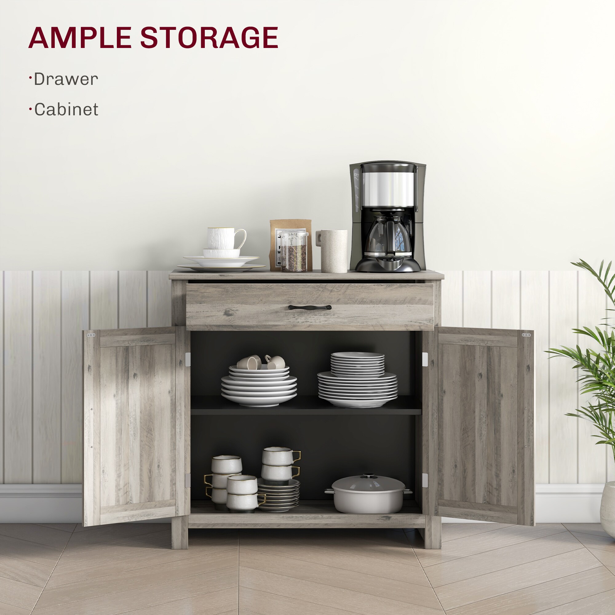 Gabinete de almacenamiento utilitario independiente Siavonce de 31.5 pulgadas de ancho x 31.5 pulgadas de alto en MDF lavado gris XH29124