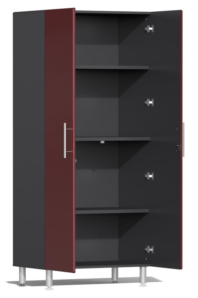 Gabinete para garaje independiente de madera compuesta Ulti-MATE Garage de 35.5 pulgadas de ancho x 80 pulgadas de alto x 21 pulgadas de profundidad en rojo UG21006R