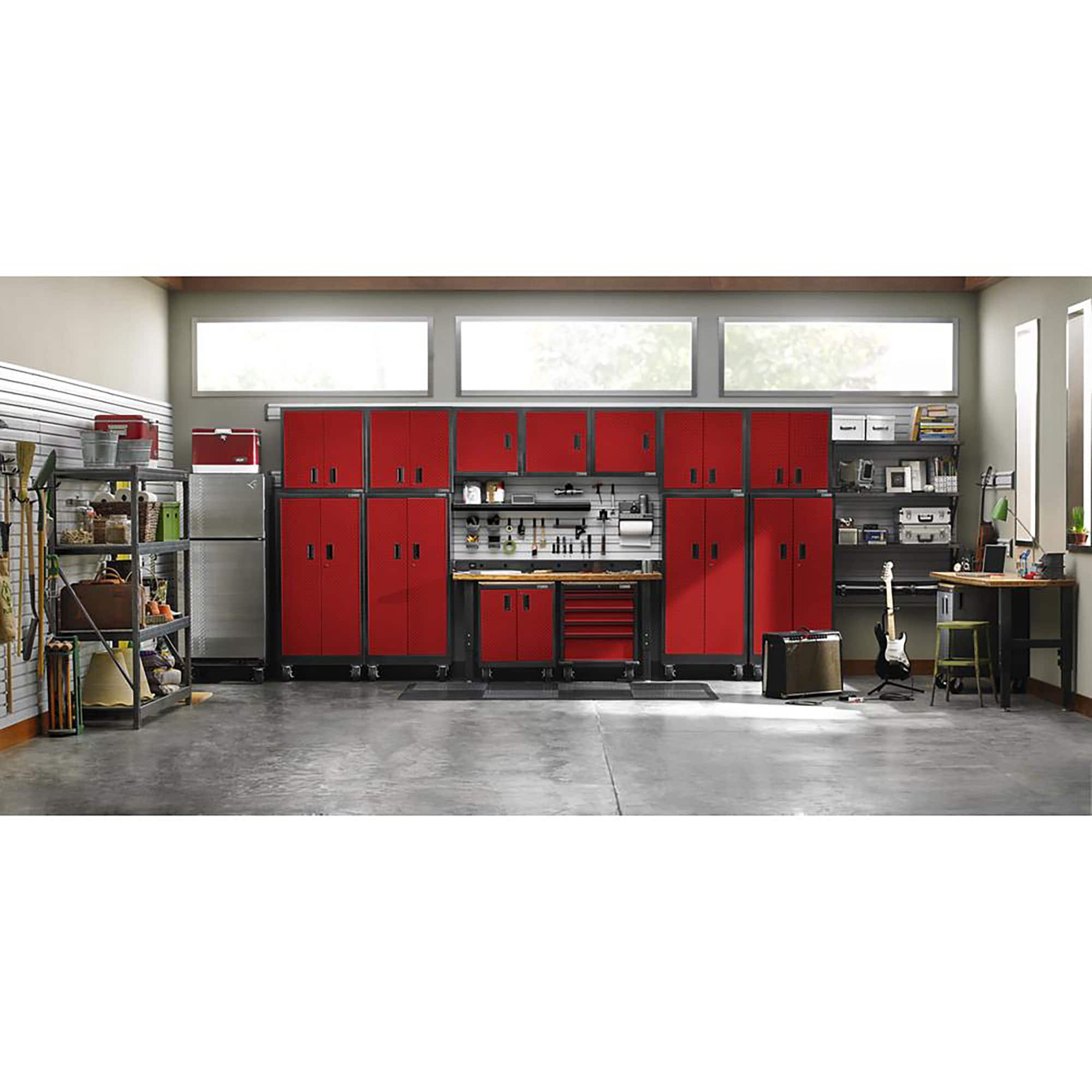 Gabinete de Garaje de Acero Independiente Gladiator Premier Wall GearBox de 30 pulgadas de ancho x 65.25 pulgadas de alto x 18 pulgadas de profundidad en color rojo GATL302DKR