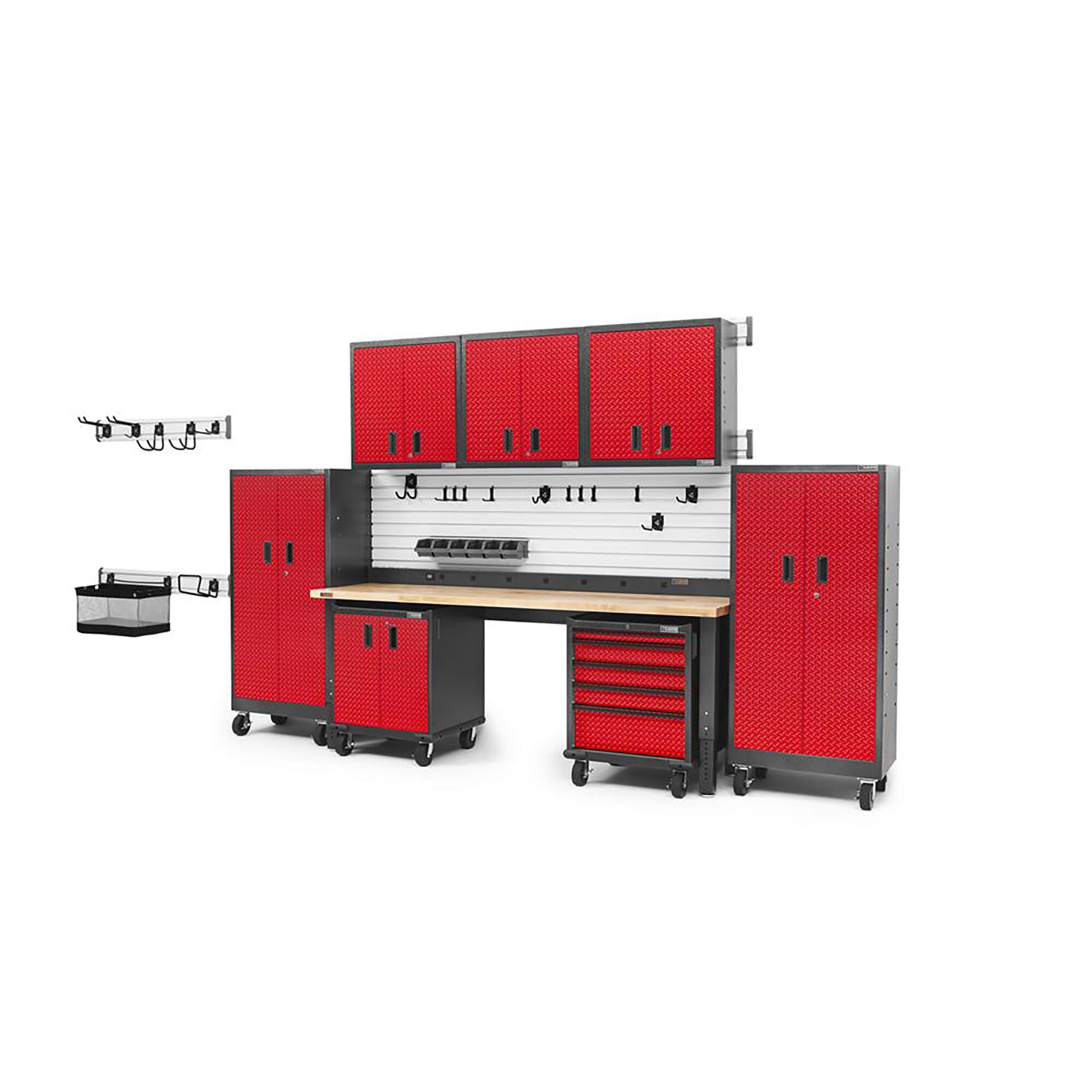 Gabinete de Garaje de Acero Independiente Gladiator Premier Wall GearBox de 30 pulgadas de ancho x 65.25 pulgadas de alto x 18 pulgadas de profundidad en color rojo GATL302DKR