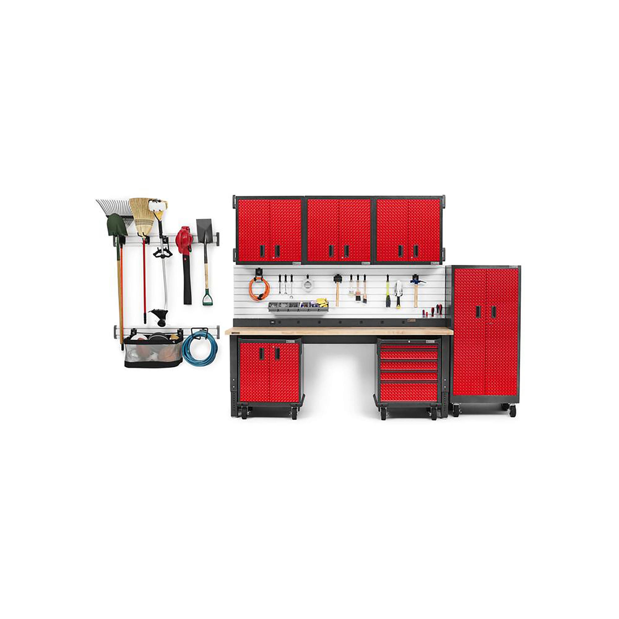 Gabinete de Garaje de Acero Independiente Gladiator Premier Wall GearBox de 30 pulgadas de ancho x 65.25 pulgadas de alto x 18 pulgadas de profundidad en color rojo GATL302DKR