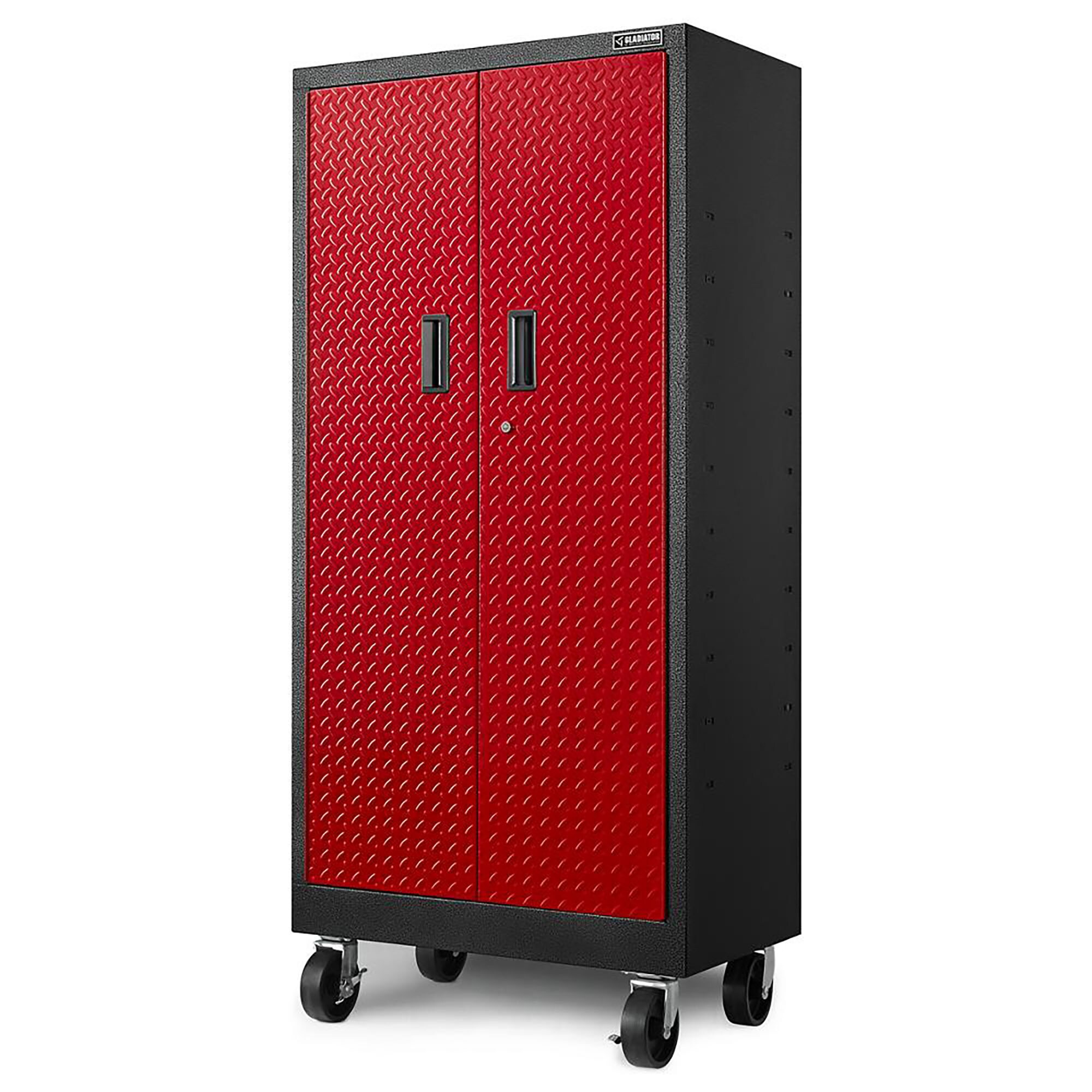 Gabinete de Garaje de Acero Independiente Gladiator Premier Wall GearBox de 30 pulgadas de ancho x 65.25 pulgadas de alto x 18 pulgadas de profundidad en color rojo GATL302DKR