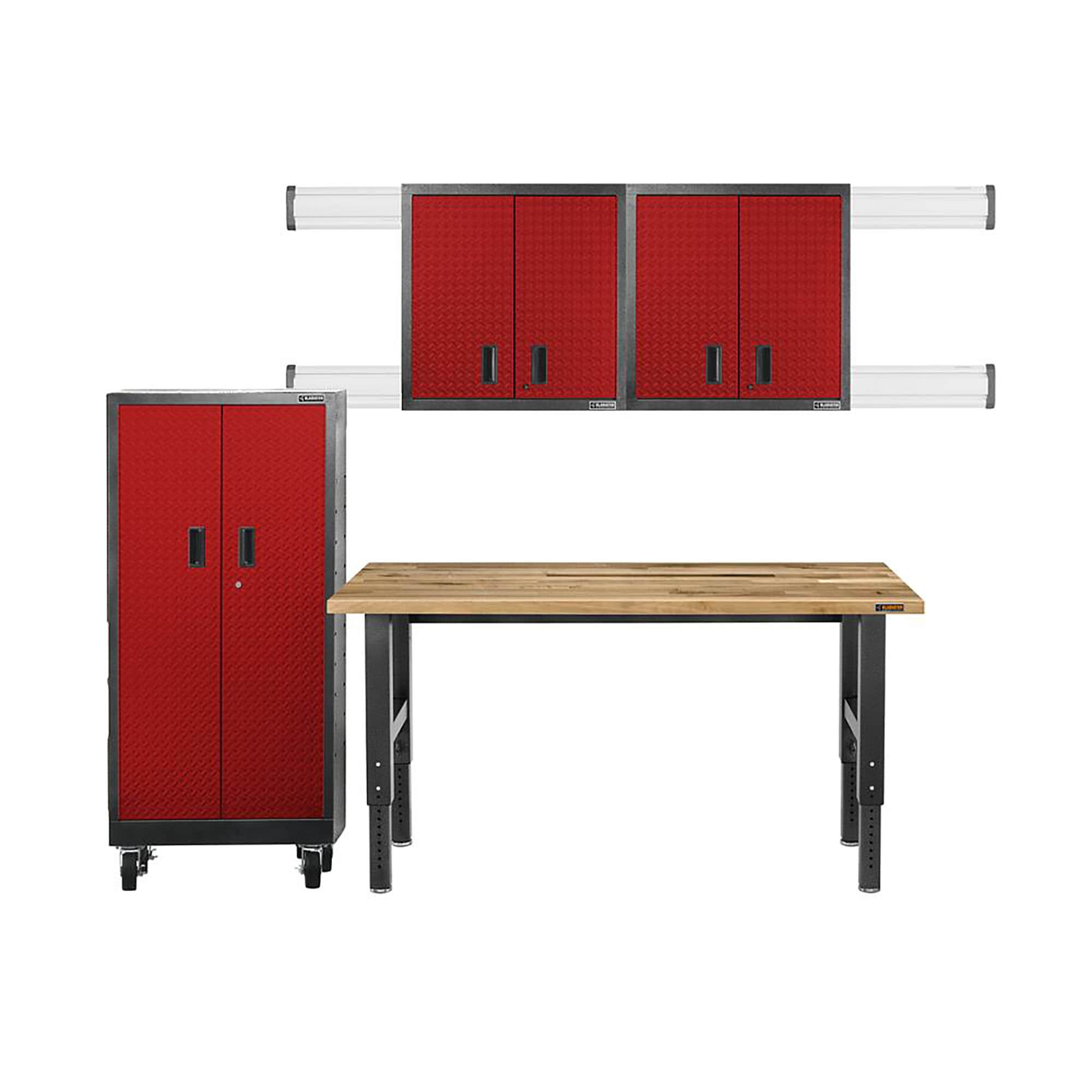 Gabinete de Garaje de Acero Independiente Gladiator Premier Wall GearBox de 30 pulgadas de ancho x 65.25 pulgadas de alto x 18 pulgadas de profundidad en color rojo GATL302DKR