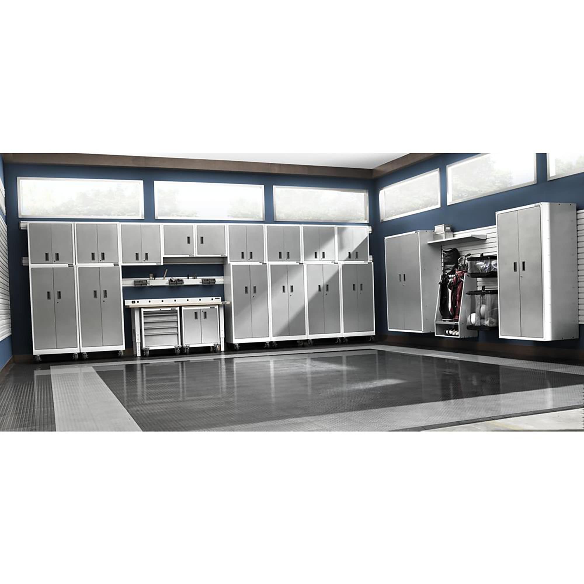 Gabinete de Garaje de Acero Gris Autosoportado Gladiator Premier Wall GearBox de 30 pulgadas de ancho x 65.25 pulgadas de alto x 18 pulgadas de profundidad