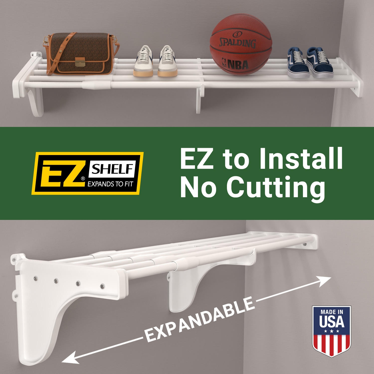 Sistema de almacenamiento para garaje de acero EZ Shelf de 150 pulgadas de ancho x 12 pulgadas de profundidad - color plateado EZS-G-S72S-2