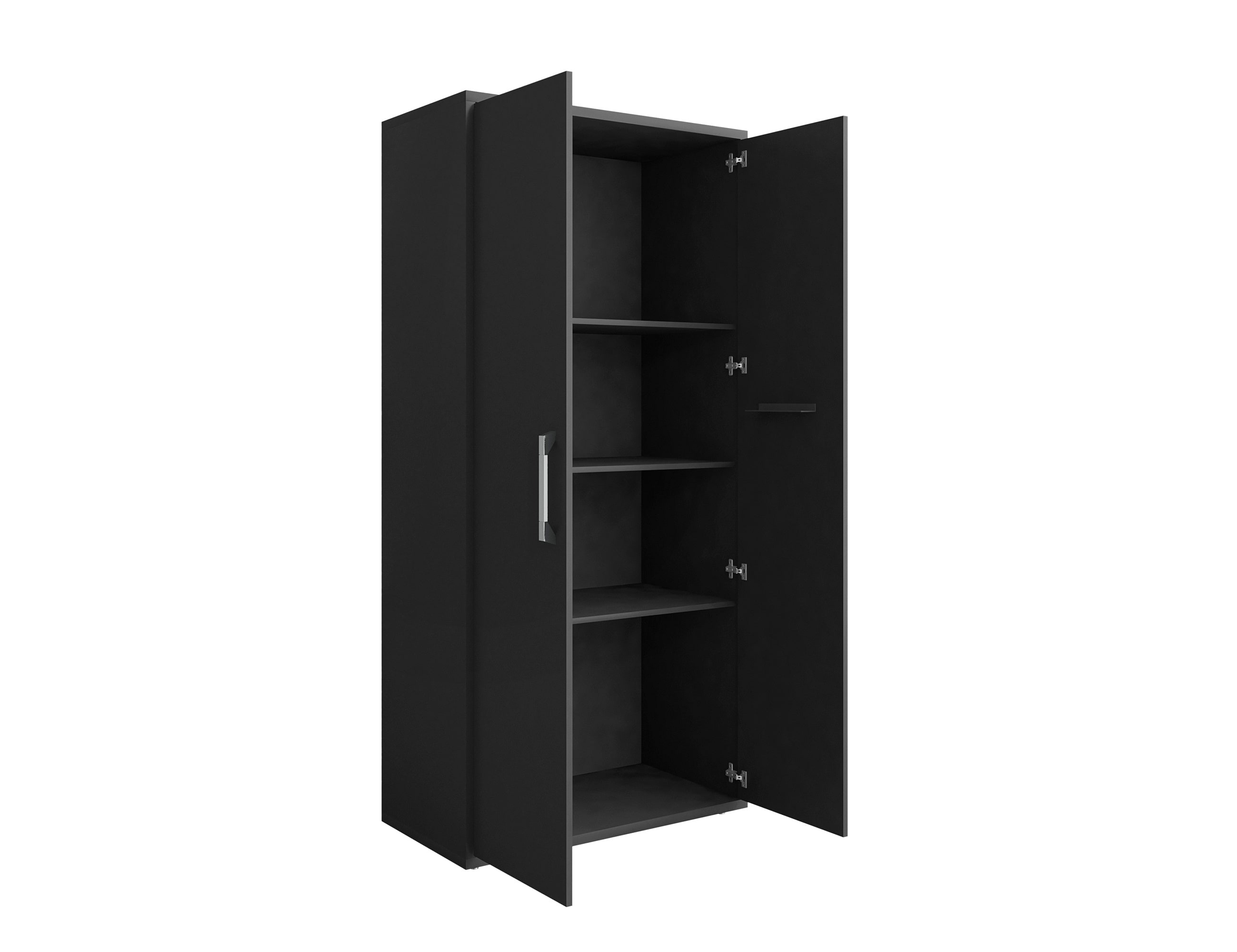 Gabinete de Garage de Madera Compuesta Autosoportante Manhattan Comfort Eiffel 35.43 pulgadas de ancho x 73.43 pulgadas de alto x 17.72 pulgadas de profundidad en color negro 250BMC8