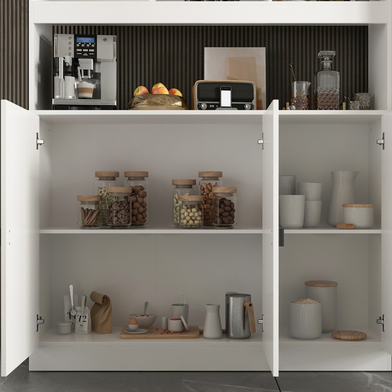 Gabinete de almacenamiento de utilidad independiente de MDF blanco FUFU&GAGA de 47.2 pulgadas de ancho x 87.8 pulgadas de alto KF210162+163