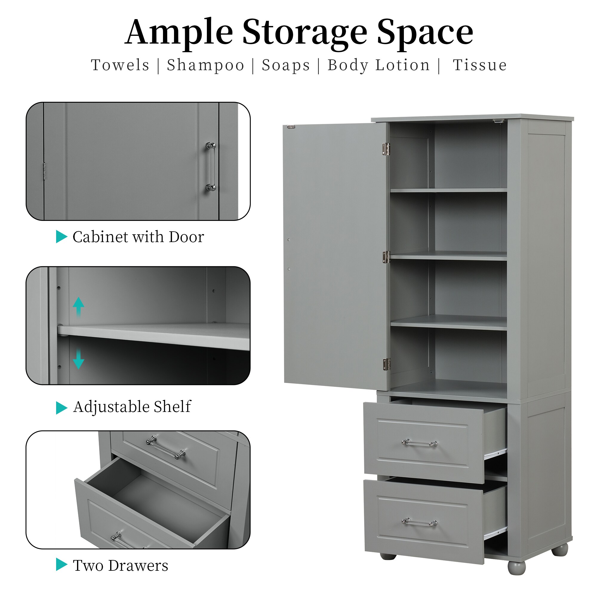 Gabinete de almacenamiento utilitario de pie libre blanco de MDF de 13 pulgadas de ancho x 68.1 pulgadas de alto ZAKLOOP WU1396P147014