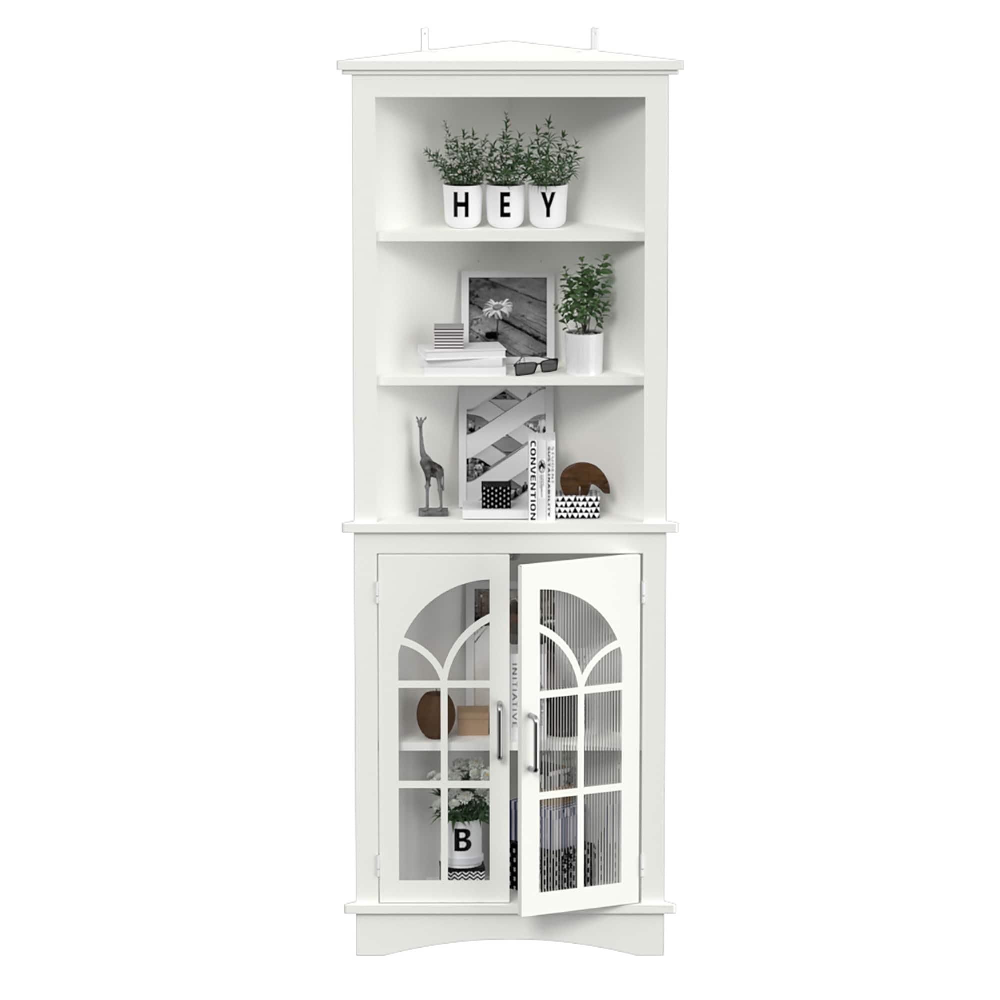 Gabinete de Almacenamiento de Utilidad Autoportante de MDF Blanco de 16.7 pulgadas de ancho x 63.3 pulgadas de alto GZ-JHP7691