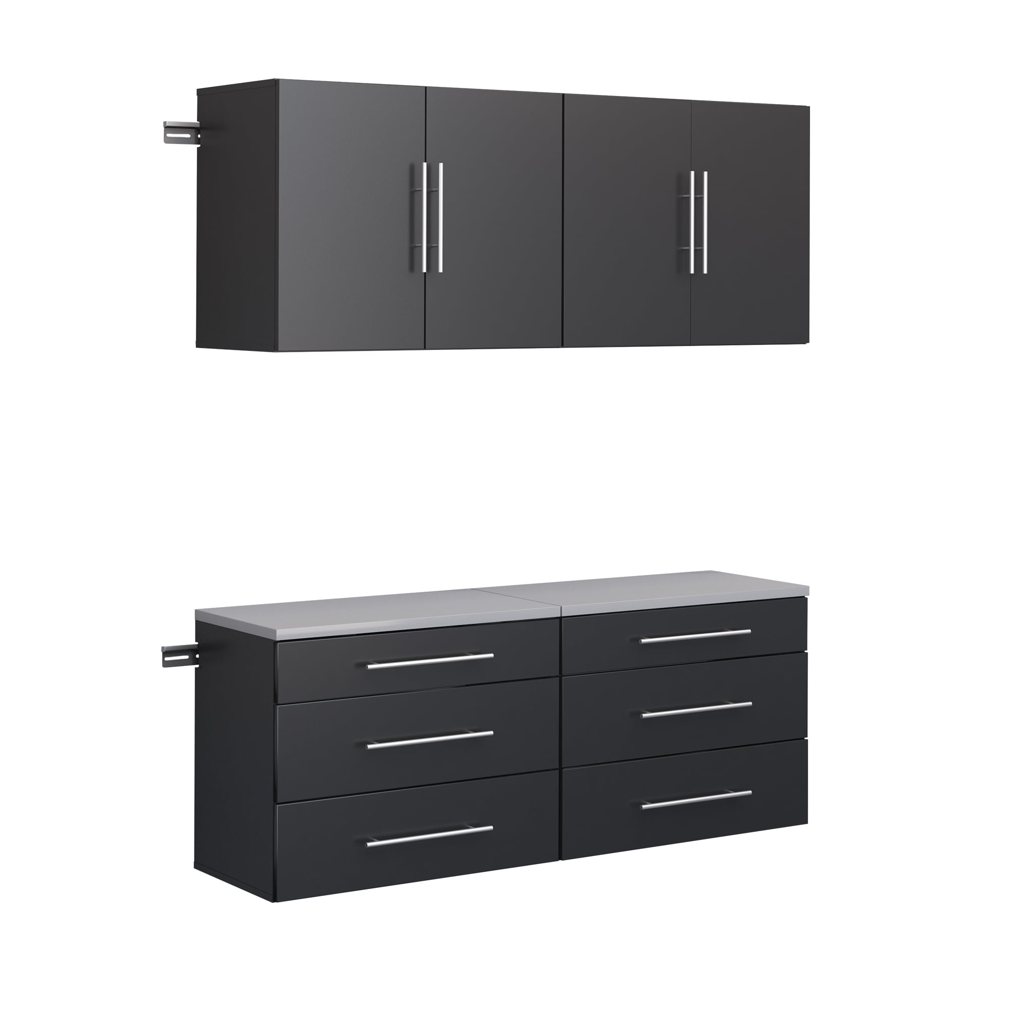 Sistema de almacenamiento para el garaje en madera compuesta negra con 4 gabinetes de 60 pulgadas de ancho x 72 pulgadas de alto x 16 pulgadas de profundidad BRGW-0706-4M
