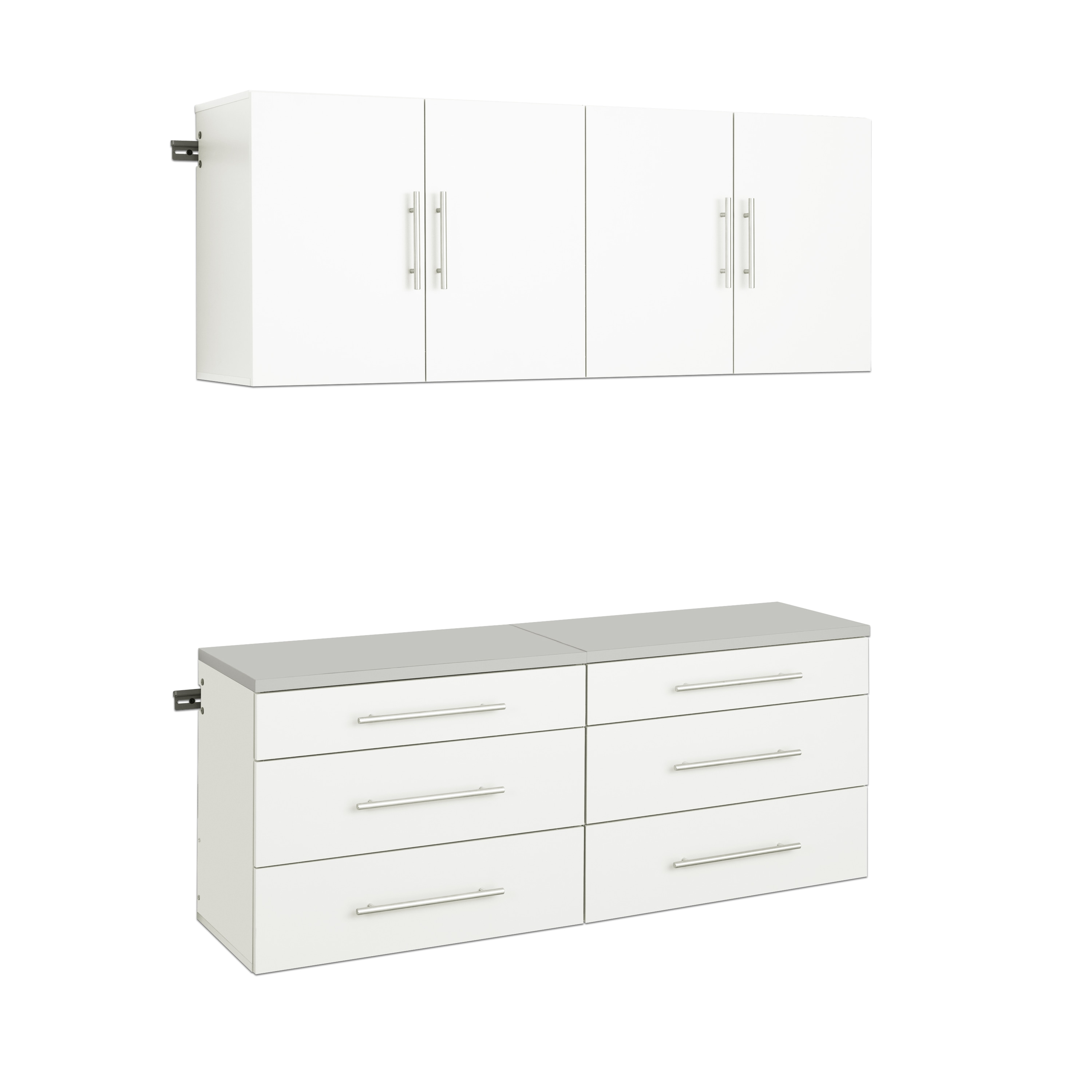 Sistema de Almacenamiento para Garage en Blanco de Madera Compuesta con 4 Gabinetes Prepac de 60 pulgadas de ancho x 72 pulgadas de alto x 16 pulgadas de profundidad WRGW-0706-4M