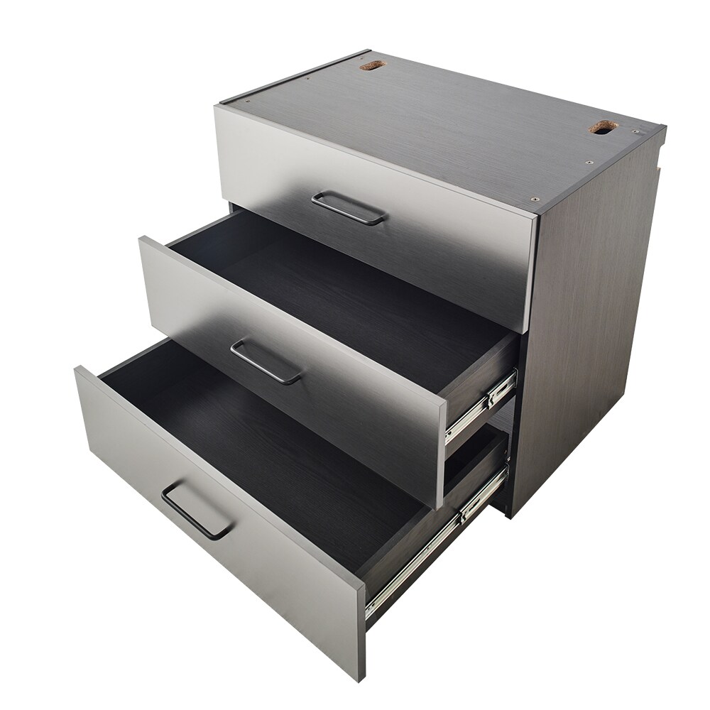 Gabinete de garaje de madera compuesta montado en la pared de la serie Astro de Klair Living de 32 pulgadas de ancho x 28 pulgadas de alto x 20 pulgadas de profundidad en color gris AST-DR3220.