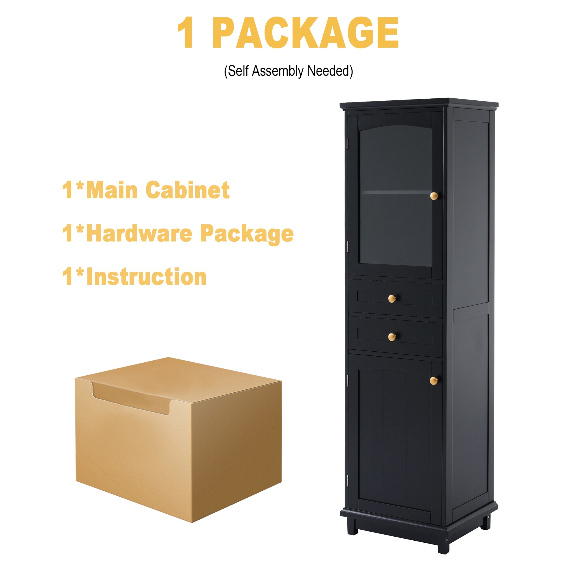 Gabinete de almacenamiento independiente de utilidad en MDF negro ZAKLOOP 17.76 pulgadas de ancho x 62.99 pulgadas de alto WU1396P149675