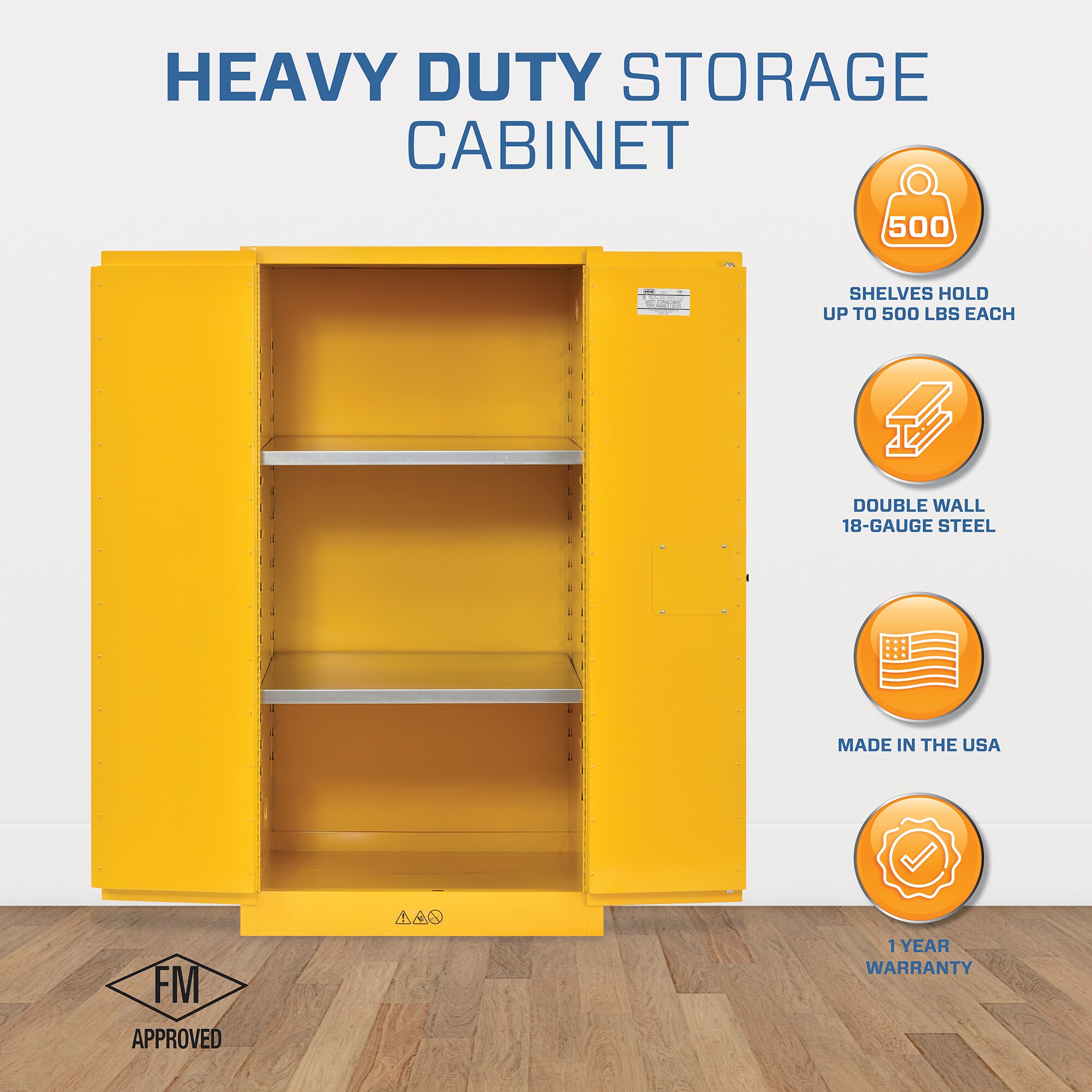 Gabinete de garaje de acero independiente en amarillo de 34 pulgadas de ancho x 65 pulgadas de alto x 34 pulgadas de profundidad Sandusky SC600F-P