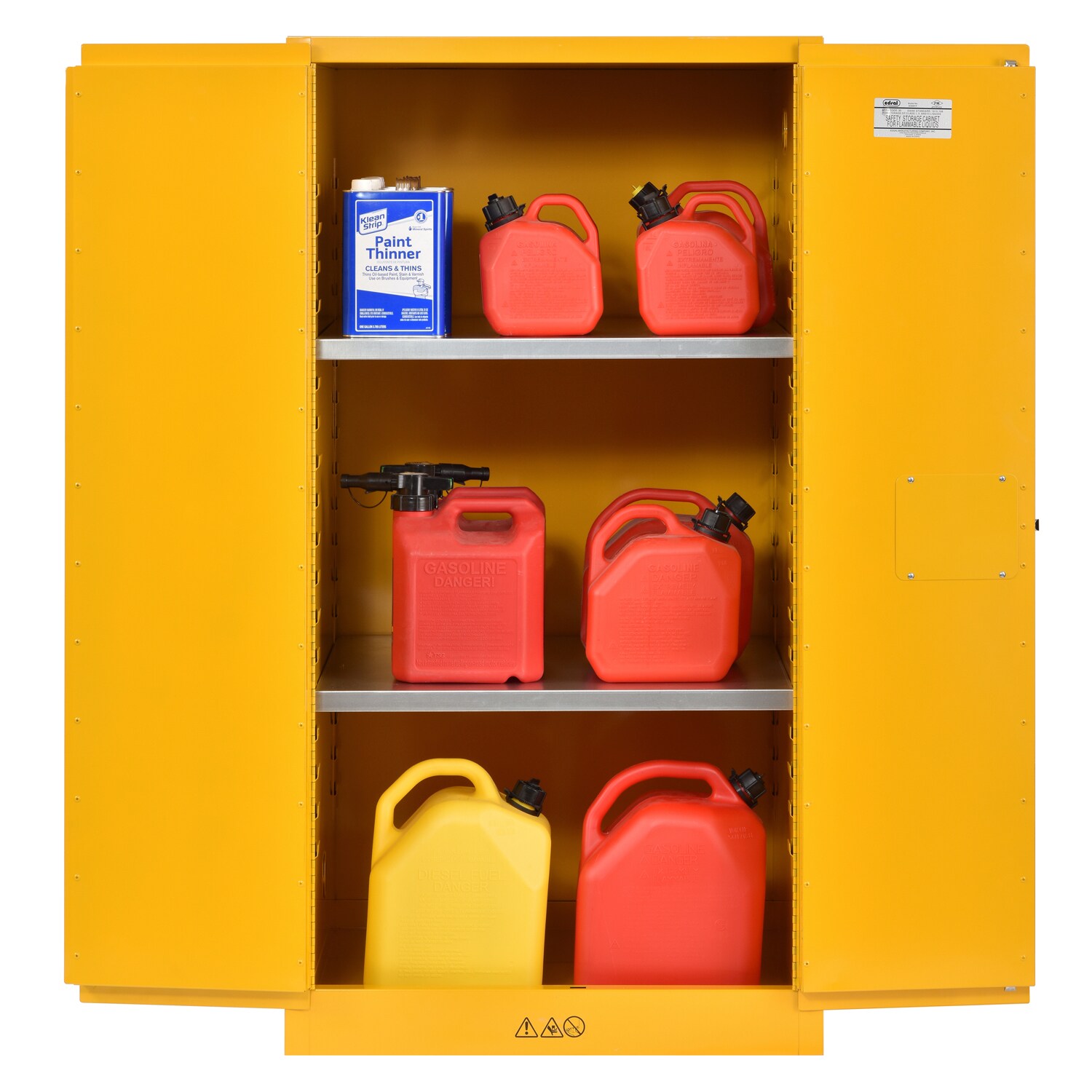 Gabinete de garaje de acero independiente en amarillo de 34 pulgadas de ancho x 65 pulgadas de alto x 34 pulgadas de profundidad Sandusky SC600F-P