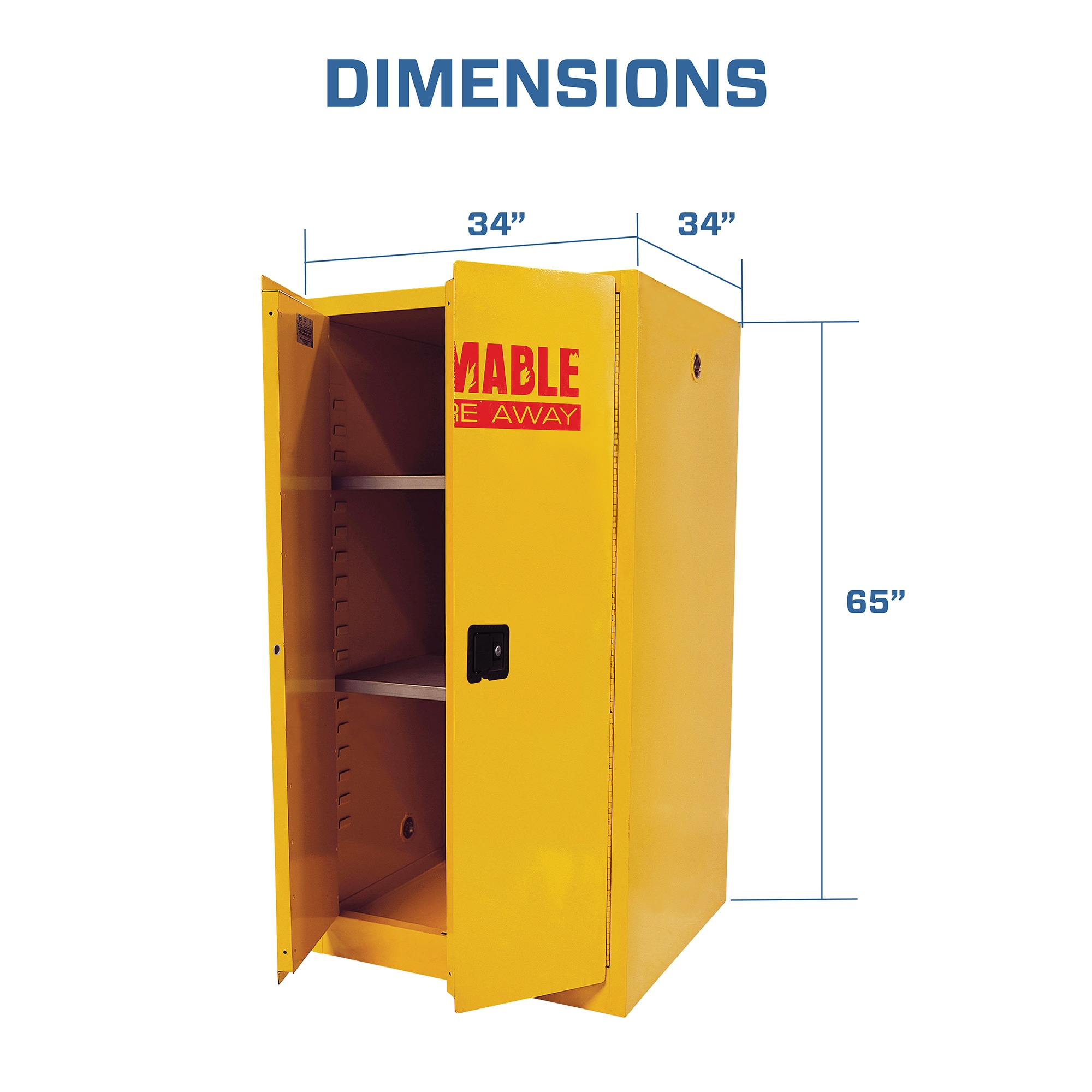 Gabinete de garaje de acero independiente en amarillo de 34 pulgadas de ancho x 65 pulgadas de alto x 34 pulgadas de profundidad Sandusky SC600F-P