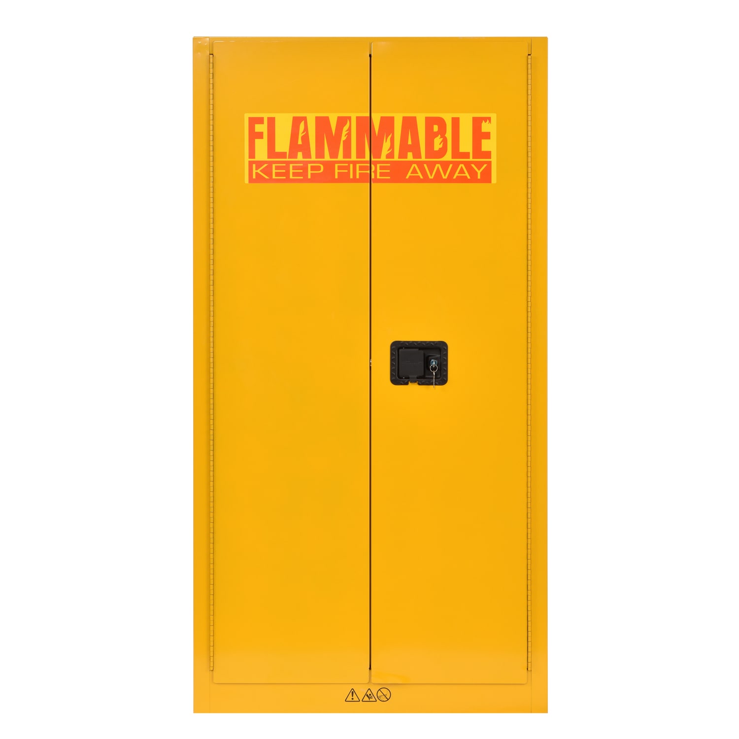 Gabinete de garaje de acero independiente en amarillo de 34 pulgadas de ancho x 65 pulgadas de alto x 34 pulgadas de profundidad Sandusky SC600F-P