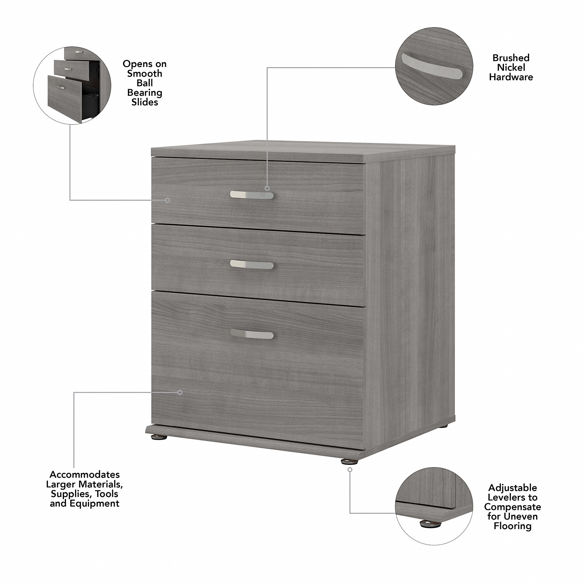 Mueble de almacenamiento universal Bush Business Furniture 28.3464 pulgadas de ancho x 33.9763 pulgadas de alto en gris platino de madera compuesta Gabinete de almacenamiento de utilidad independiente UNS328PG