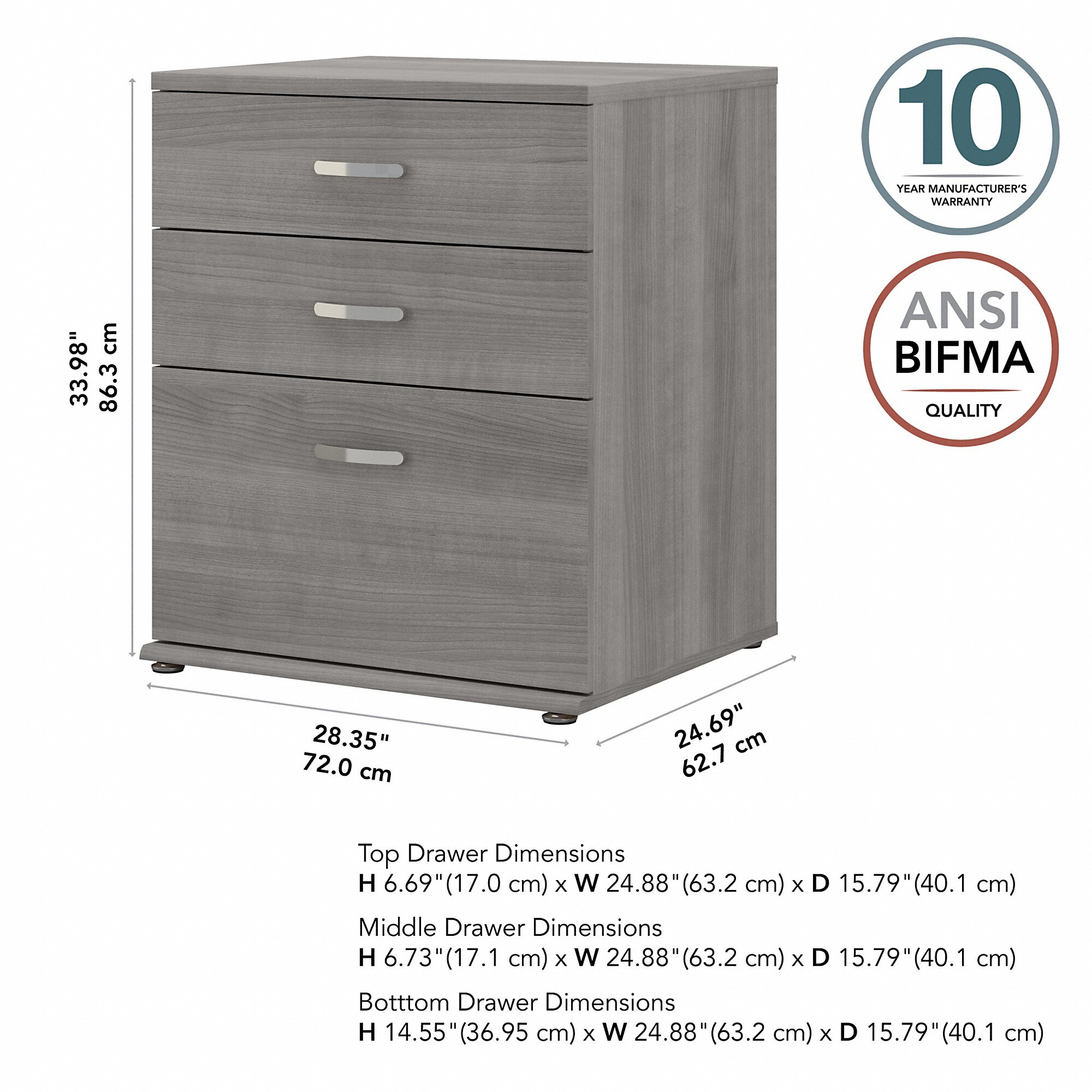Mueble de almacenamiento universal Bush Business Furniture 28.3464 pulgadas de ancho x 33.9763 pulgadas de alto en gris platino de madera compuesta Gabinete de almacenamiento de utilidad independiente UNS328PG