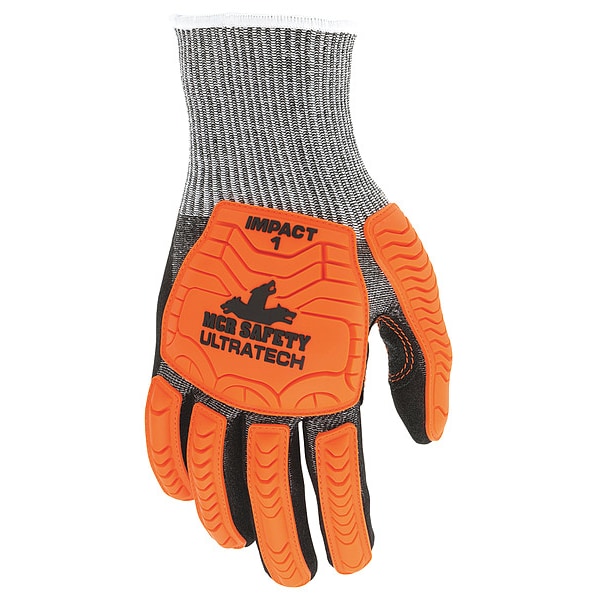Guantes recubiertos de seguridad Mcr, Nivel de corte A4, 13 ga, Negro/Naranja/Blanco, XL - UT1952XL