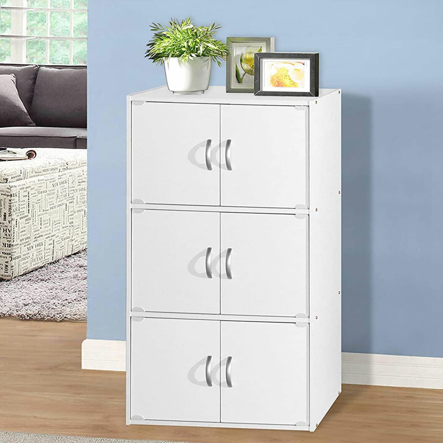 Gabinete de Almacenamiento Utilitario Independiente de Madera Blanca Hodedah 23.6 pulgadas de Ancho x 40.9 pulgadas de Alto