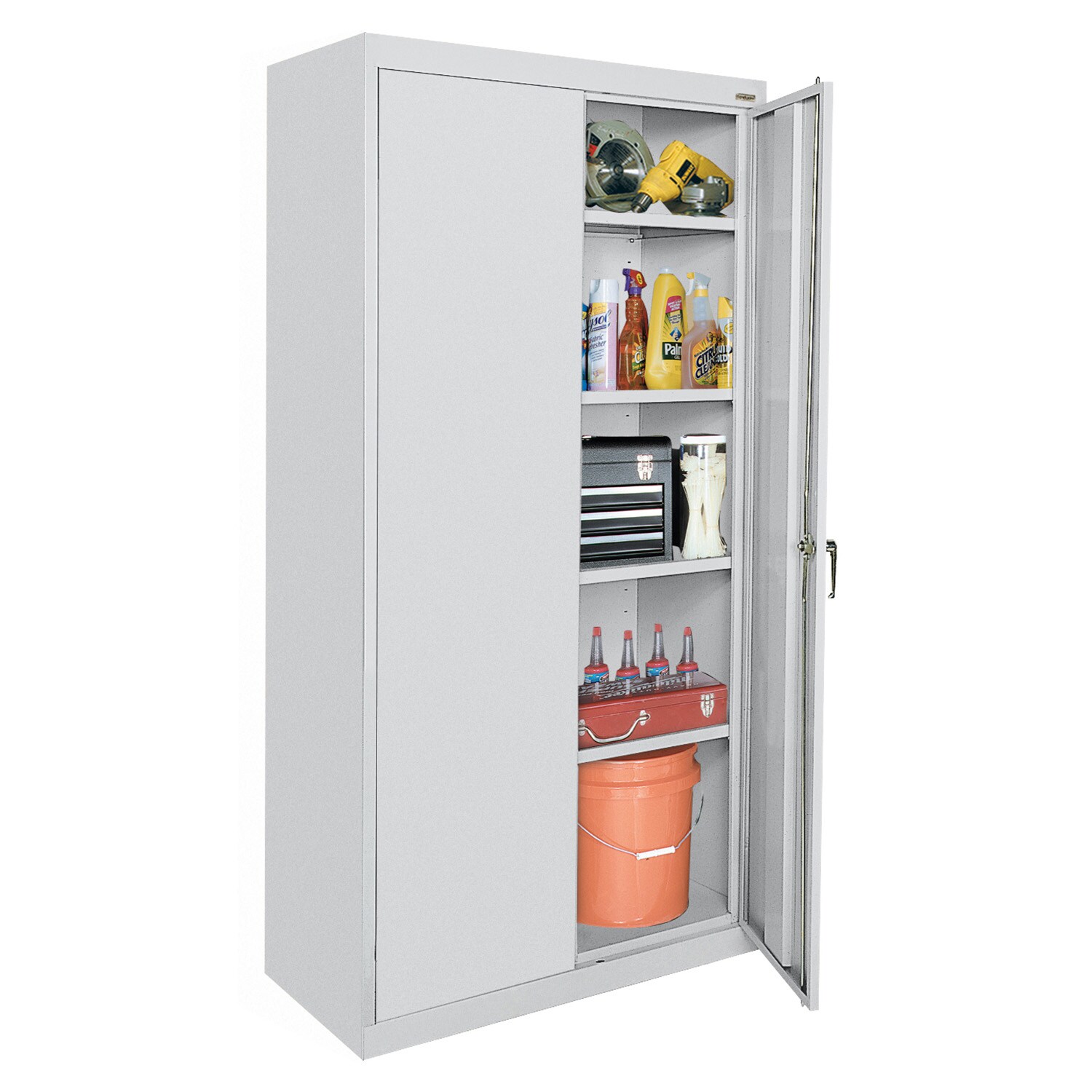 Gabinete de garaje de acero independiente en gris de 36 pulgadas de ancho x 72 pulgadas de alto x 18 pulgadas de profundidad de Sandusky CAC1361872-05