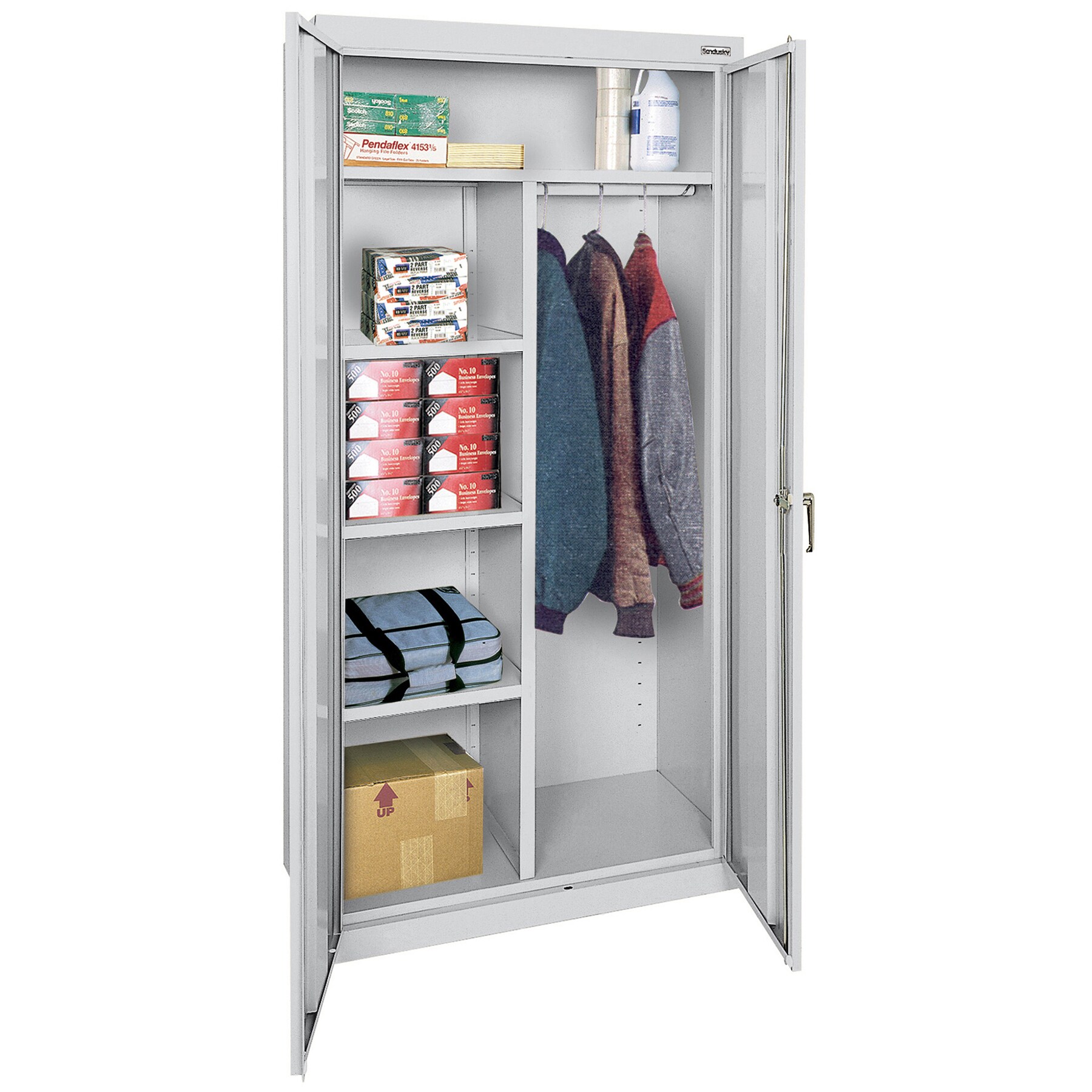 Gabinete de garaje de acero independiente en gris de 36 pulgadas de ancho x 72 pulgadas de alto x 18 pulgadas de profundidad de Sandusky CAC1361872-05