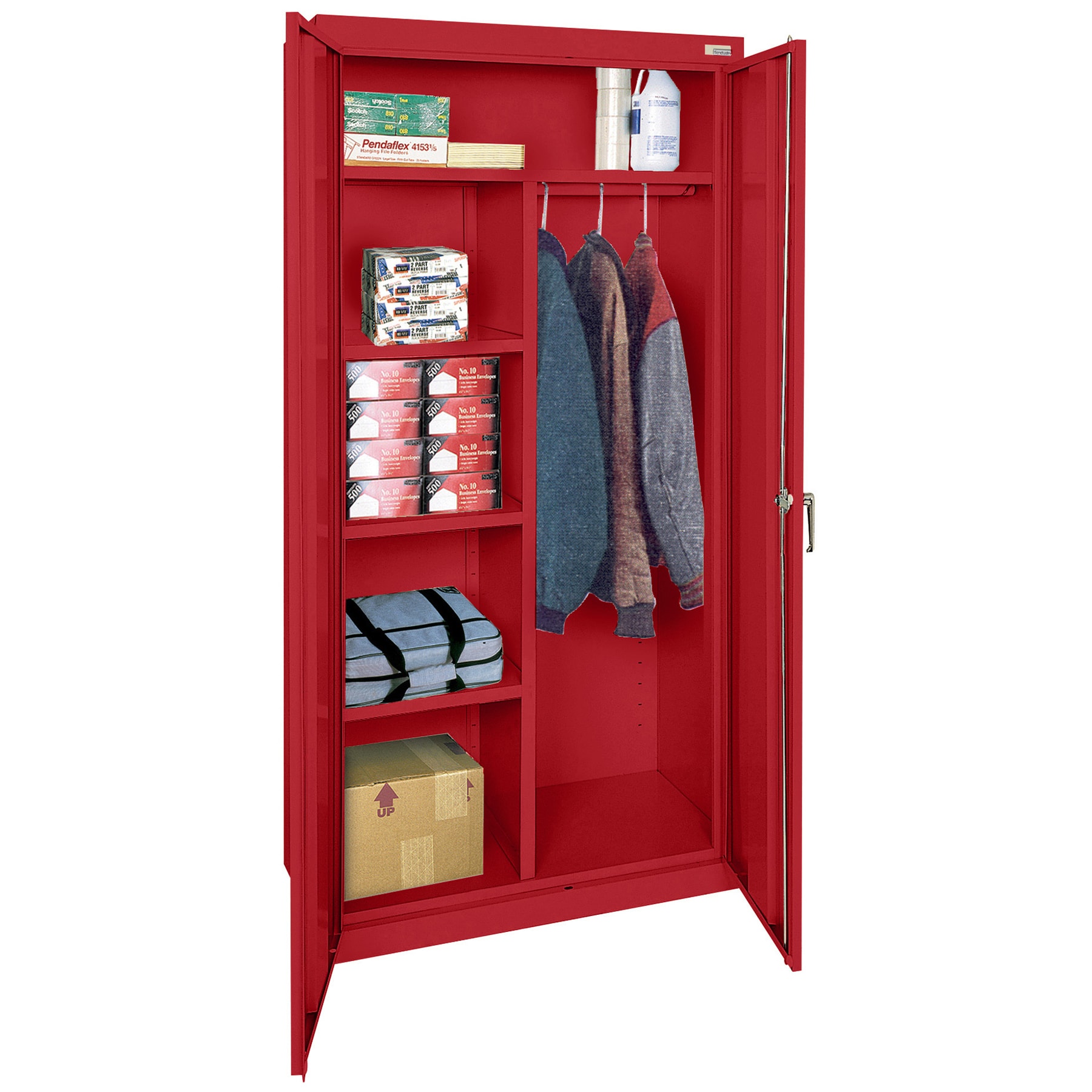 Gabinete de Garaje de Acero Independiente en Rojo de 36 Pulgadas de Ancho x 72 Pulgadas de Alto x 18 Pulgadas de Profundidad Sandusky CAC1361872-01