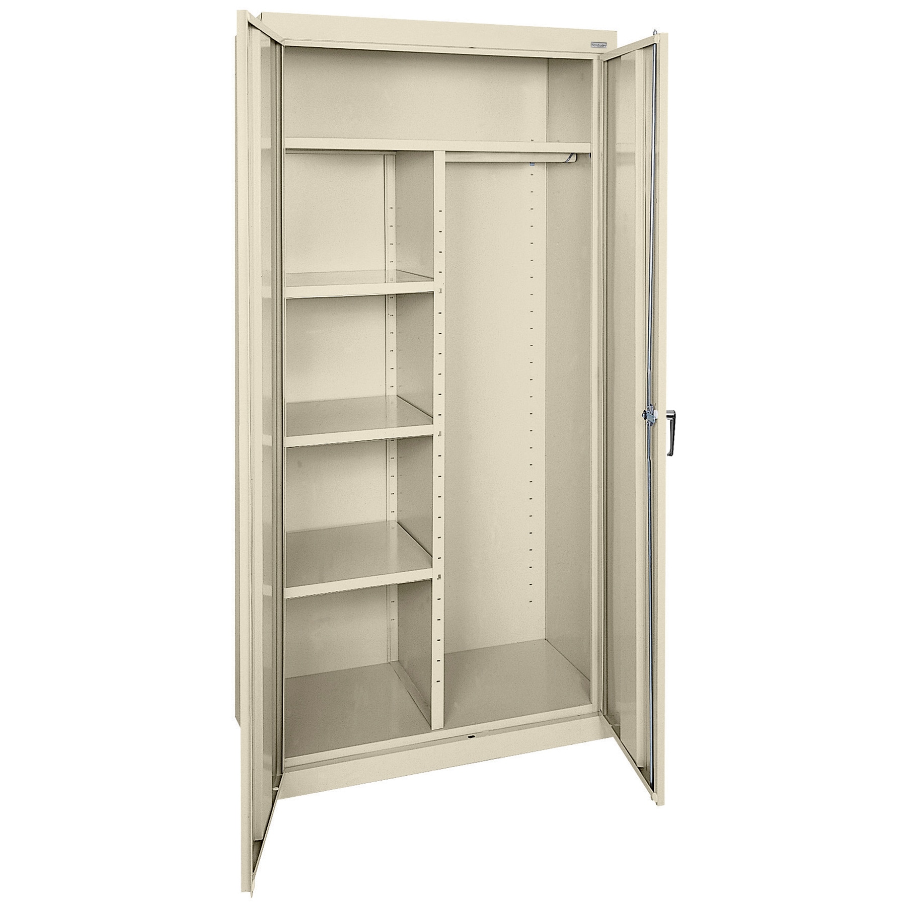 Gabinete de garaje independiente de acero en marrón/beige de 36 pulgadas de ancho x 72 pulgadas de alto x 18 pulgadas de profundidad Sandusky CAC1361872-07
