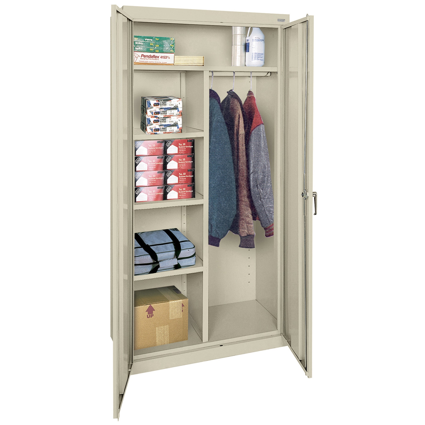 Gabinete de garaje independiente de acero en marrón/beige de 36 pulgadas de ancho x 72 pulgadas de alto x 18 pulgadas de profundidad Sandusky CAC1361872-07