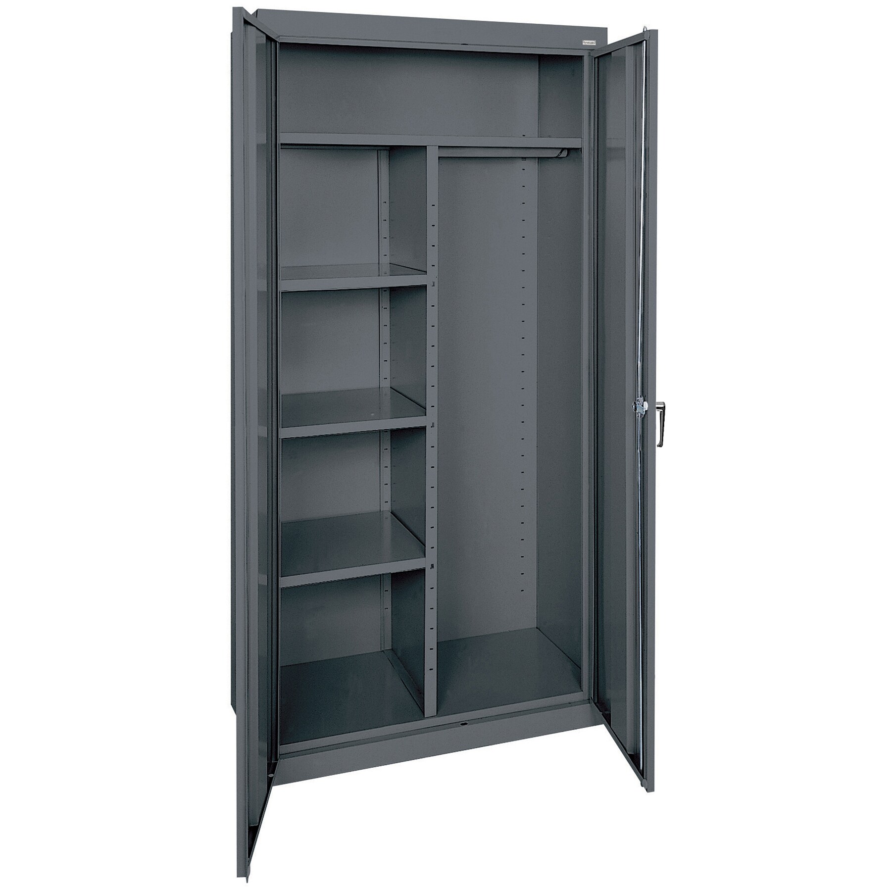 Gabinete de garaje de acero independiente en gris de 36 pulgadas de ancho x 72 pulgadas de alto x 18 pulgadas de profundidad Sandusky CAC1361872-02