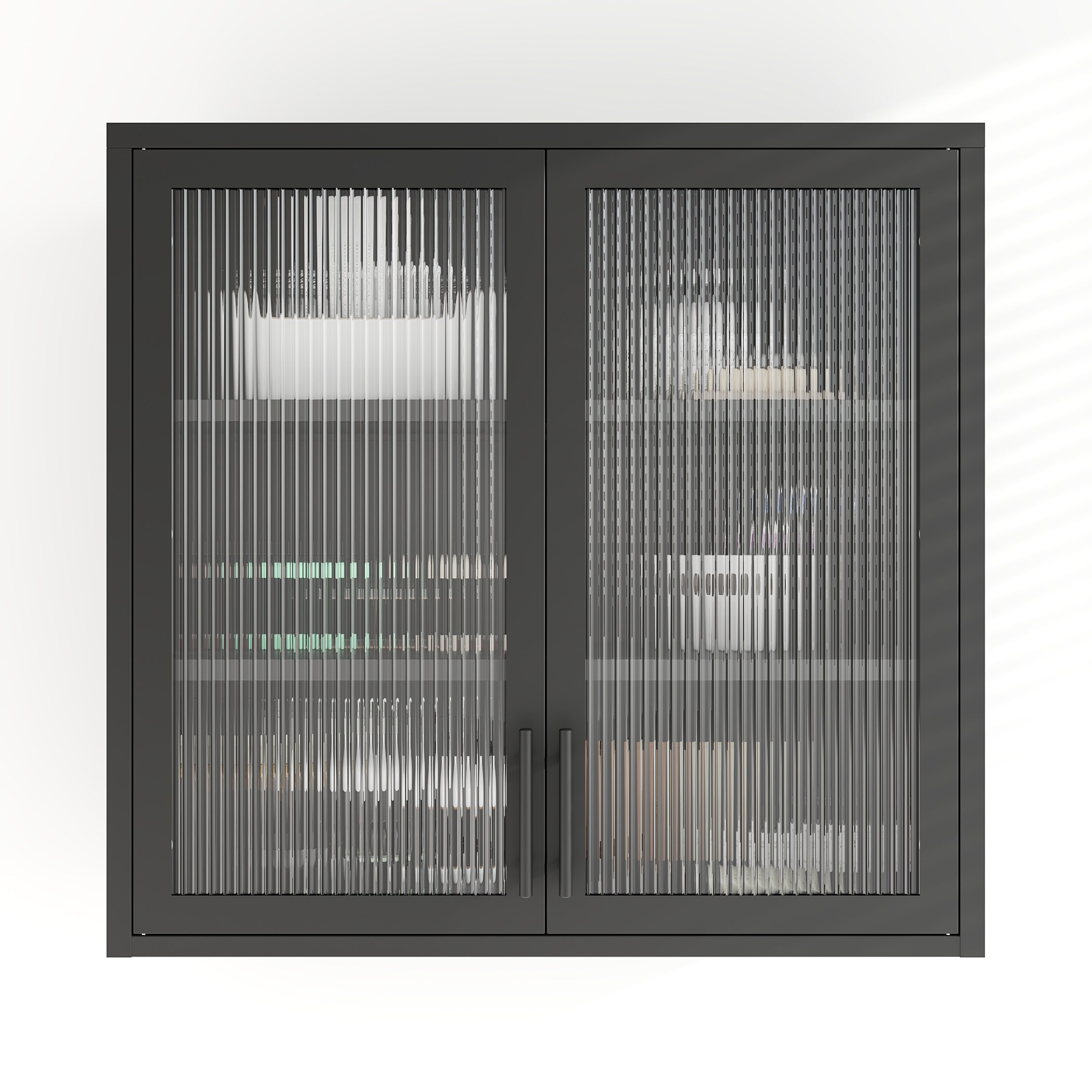 Gabinete de almacenamiento utilitario de acero negro para montar en la pared ZAKLOOP 11.8 pulgadas de ancho x 30 pulgadas de alto