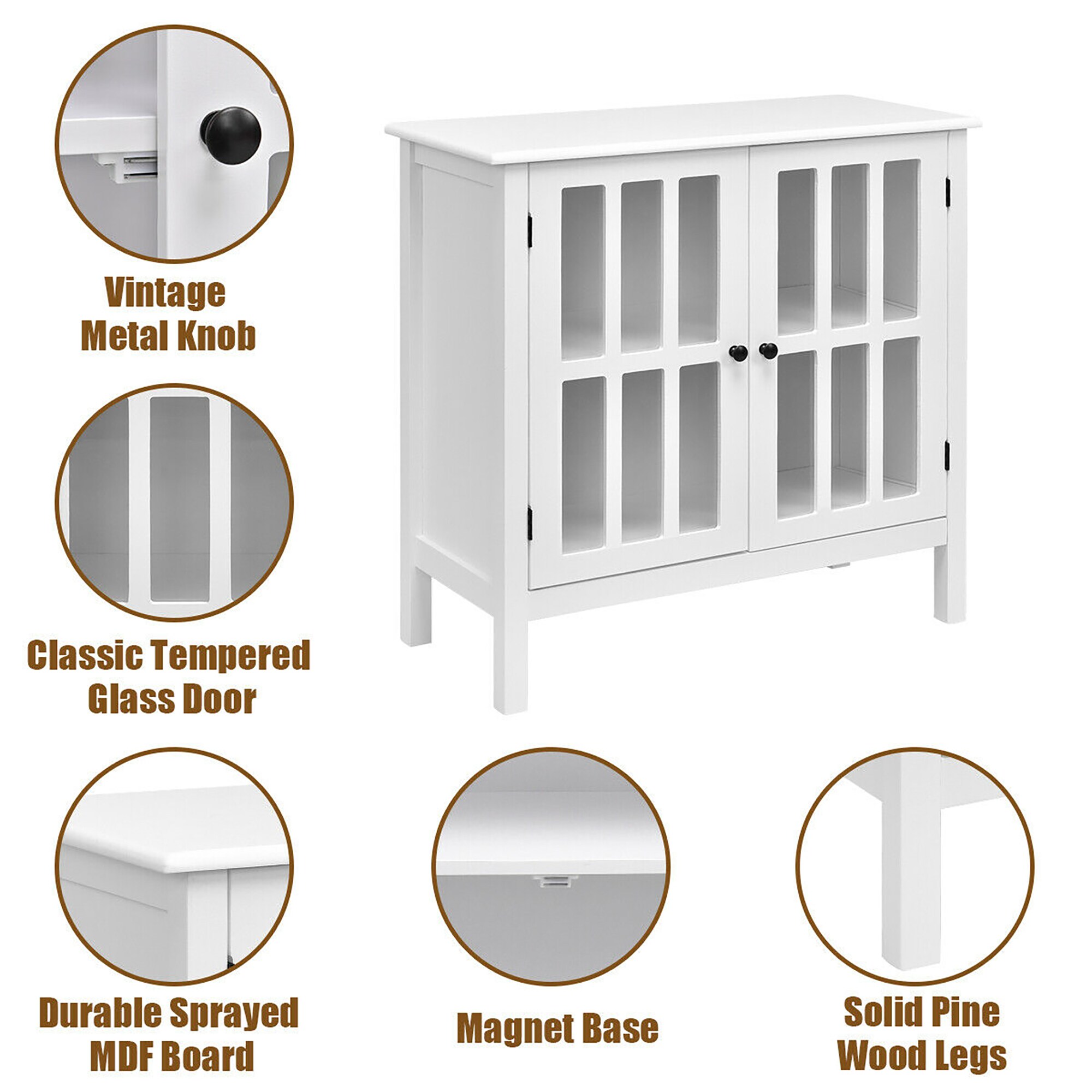 Gabinete de Almacenamiento para Utilidad Independiente de Madera Blanca de 14 Pulgadas W x 31 Pulgadas H Costway SXL00113