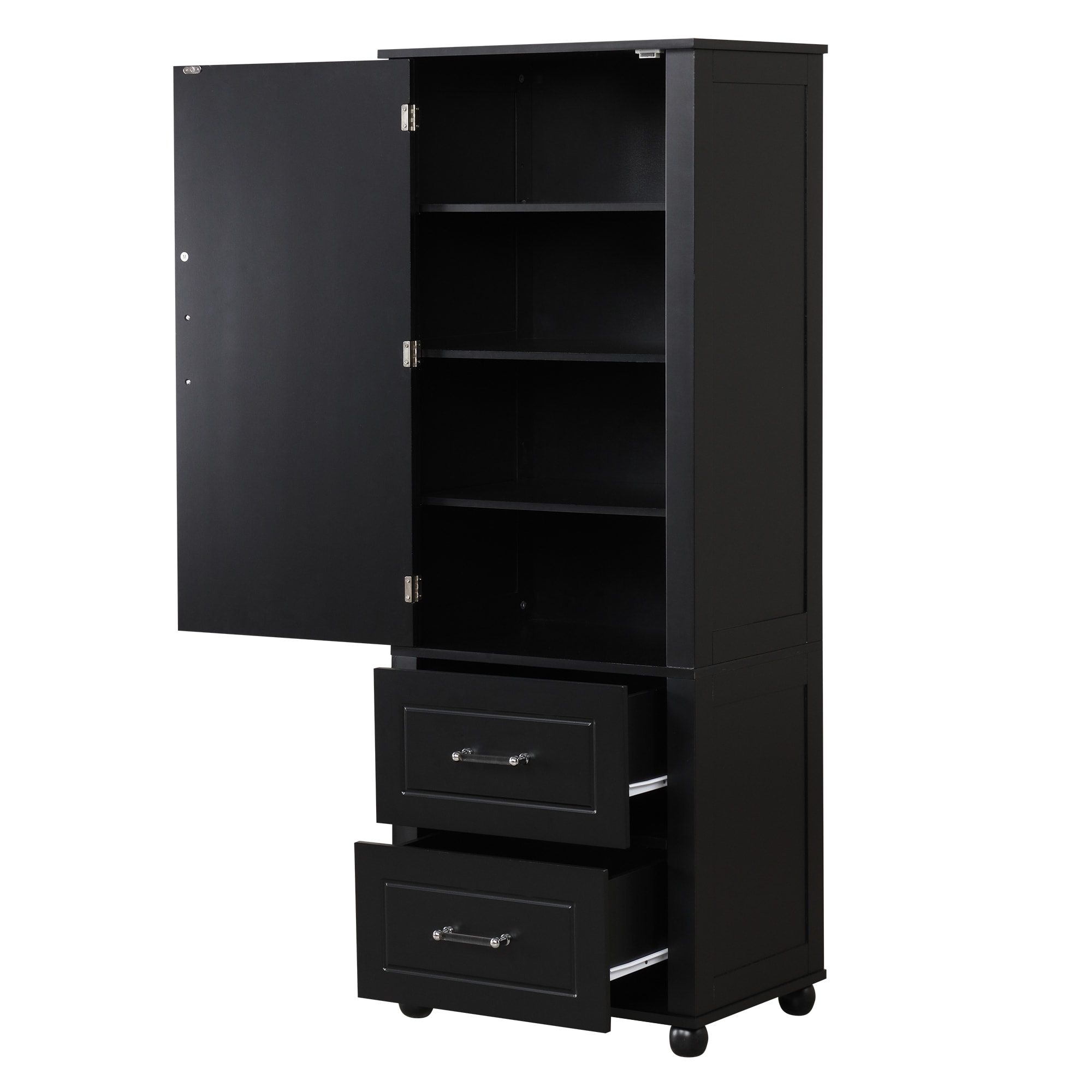 Gabinete de almacenamiento utilitario independiente de MDF negro ZAKLOOP de 15.9 pulgadas de ancho x 61.4 pulgadas de alto WU1396126991