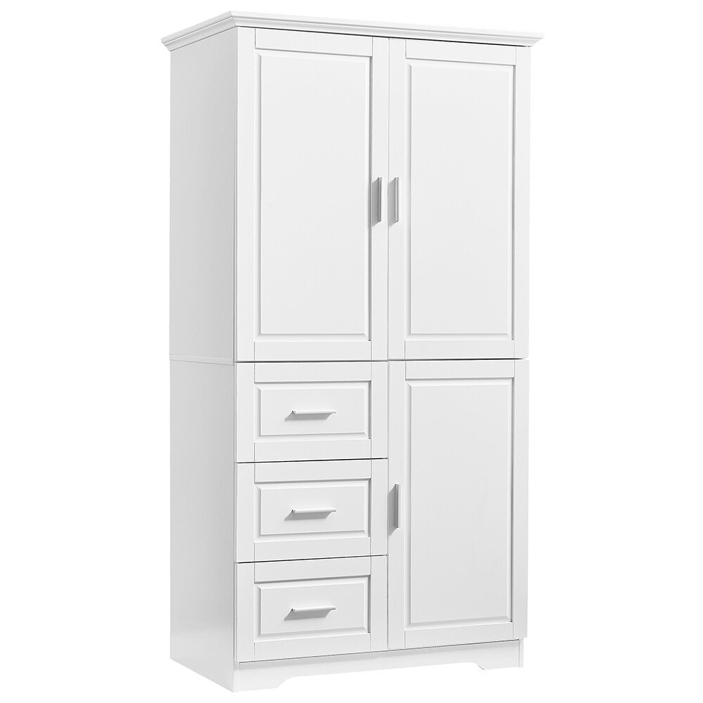 Gabinete de almacenamiento utilitario de montaje en pared de 19.6 pulgadas de ancho x 62.2 pulgadas de alto de compuesto de madera blanco ModernLuxe L-WF299285AAK