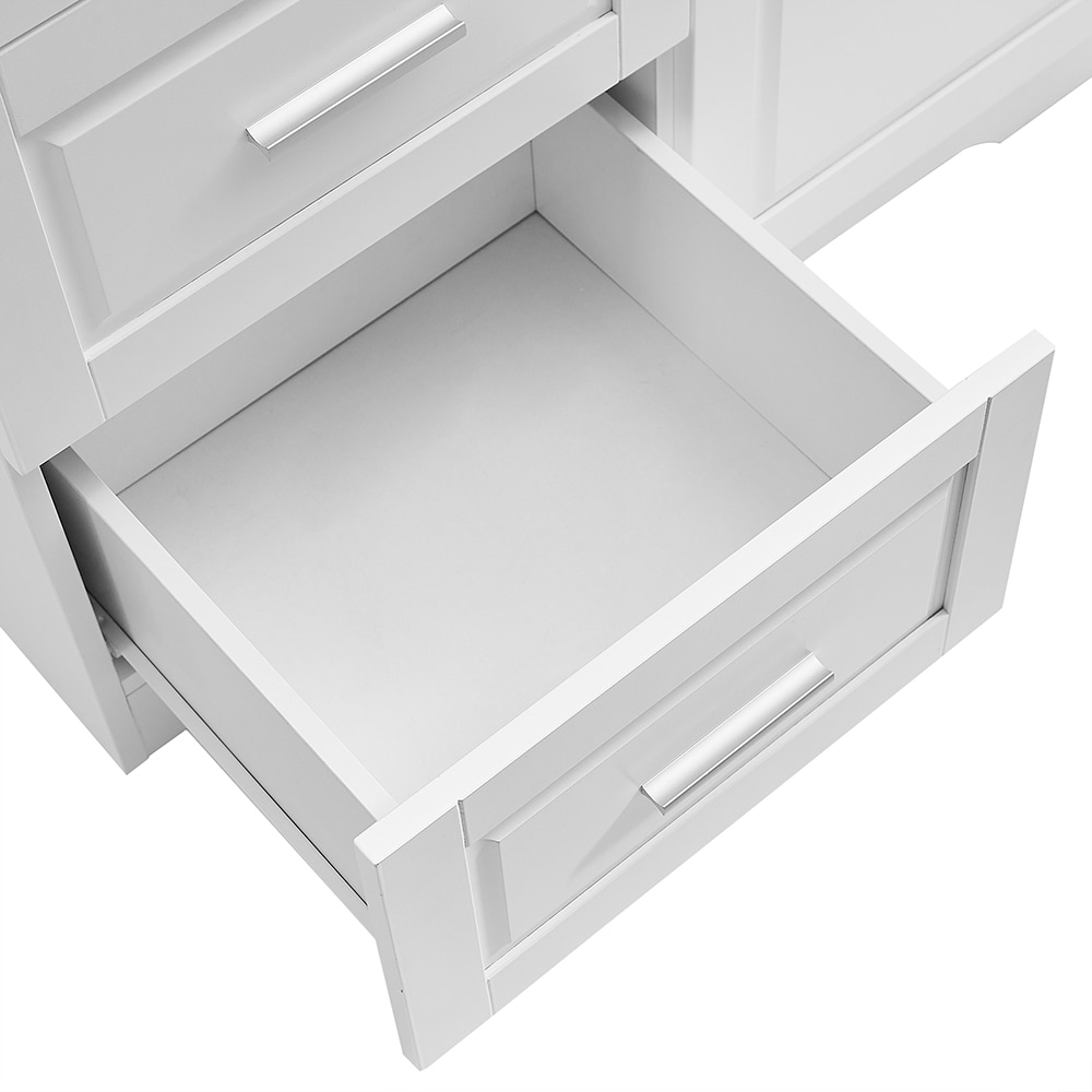 Gabinete de almacenamiento utilitario de montaje en pared de 19.6 pulgadas de ancho x 62.2 pulgadas de alto de compuesto de madera blanco ModernLuxe L-WF299285AAK