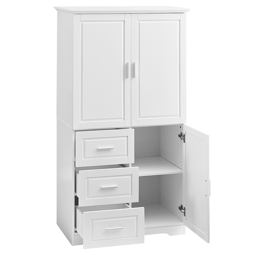Gabinete de almacenamiento utilitario de montaje en pared de 19.6 pulgadas de ancho x 62.2 pulgadas de alto de compuesto de madera blanco ModernLuxe L-WF299285AAK