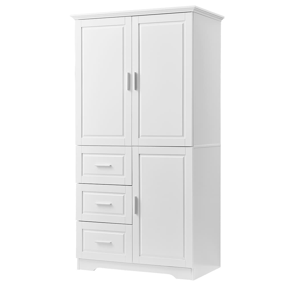 Gabinete de almacenamiento utilitario de montaje en pared de 19.6 pulgadas de ancho x 62.2 pulgadas de alto de compuesto de madera blanco ModernLuxe L-WF299285AAK