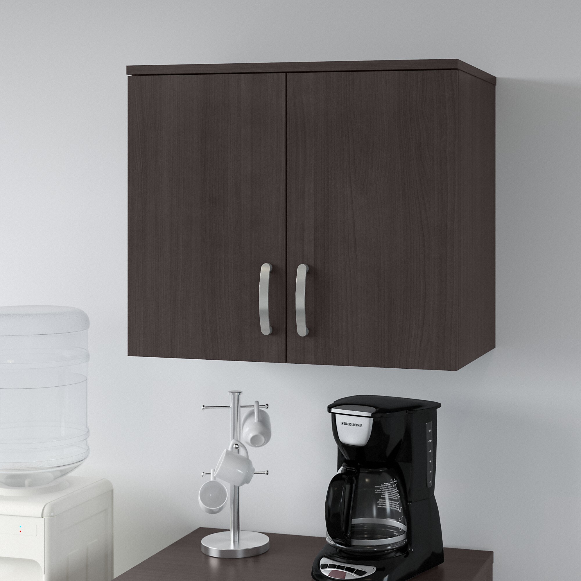 Gabinete de almacenamiento de utilidad para montar en la pared en gris tormenta de madera compuesta de 28.3464 pulgadas de ancho x 24.1732 pulgadas de alto de Bush Business Furniture