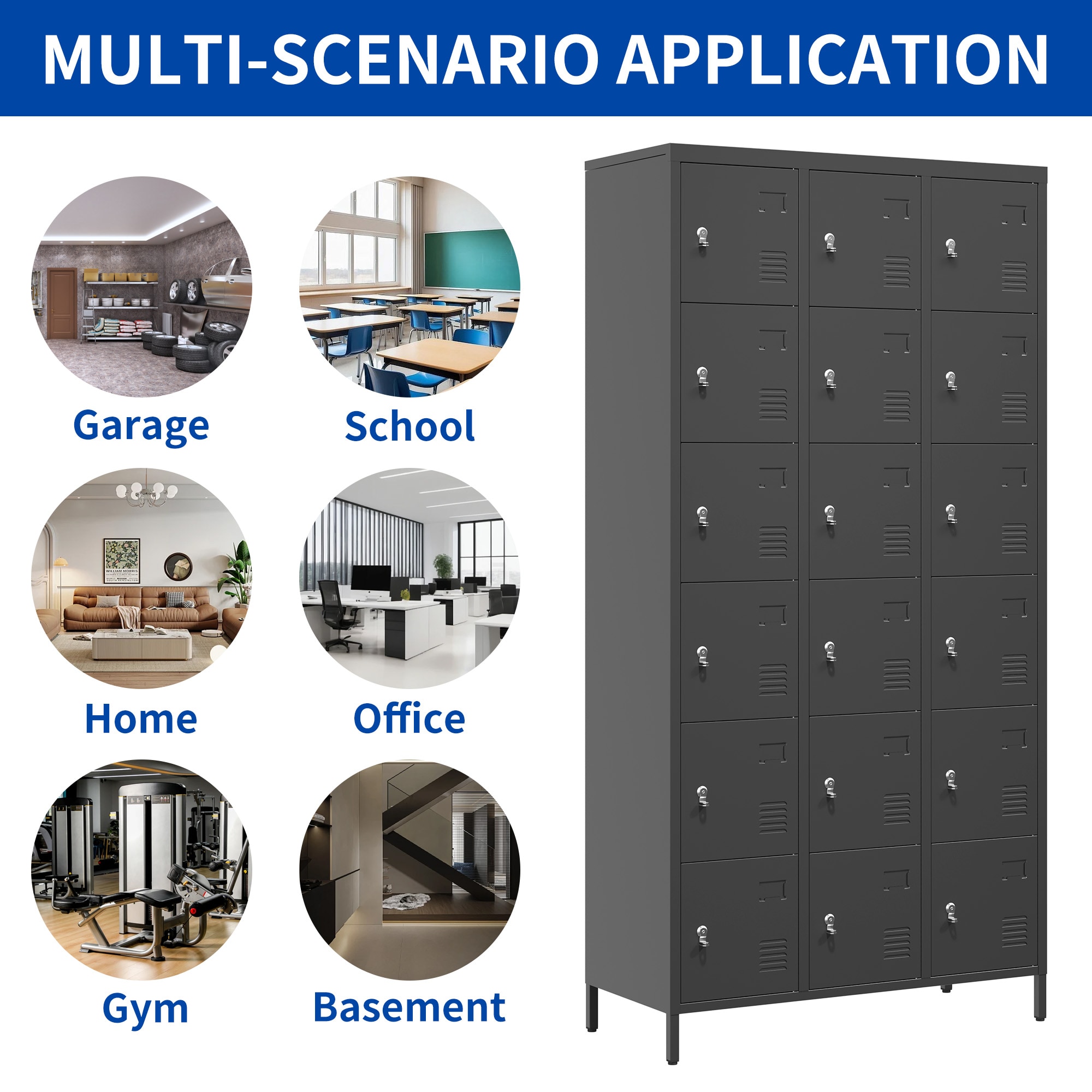 Gabinete de almacenamiento de utilidad de acero verde independiente o montado en la pared de 35.4 pulgadas de ancho x 72 pulgadas de alto EXTRAUP YHLW2603P171554