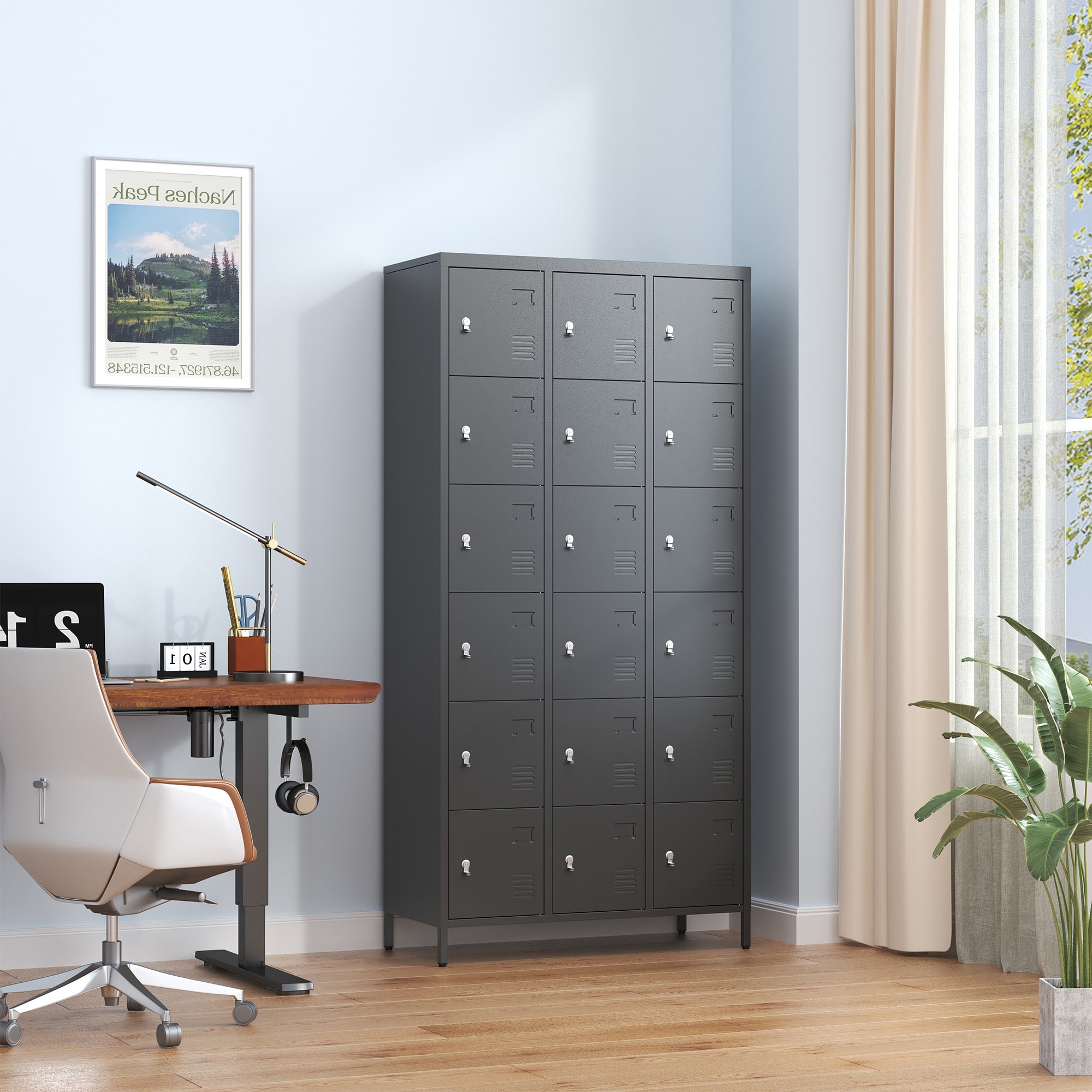 Gabinete de almacenamiento de utilidad de acero verde independiente o montado en la pared de 35.4 pulgadas de ancho x 72 pulgadas de alto EXTRAUP YHLW2603P171554