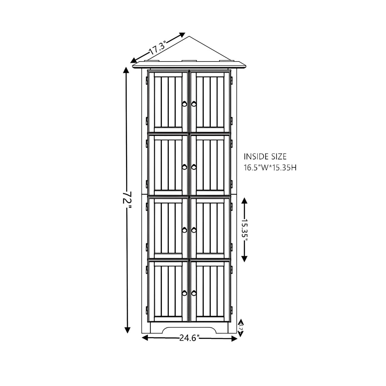 Gabinete de almacenamiento de utilidad independiente de roble MDF EXTRAUP de 24.6 pulgadas de ancho x 72 pulgadas de alto YHLW1758P211014