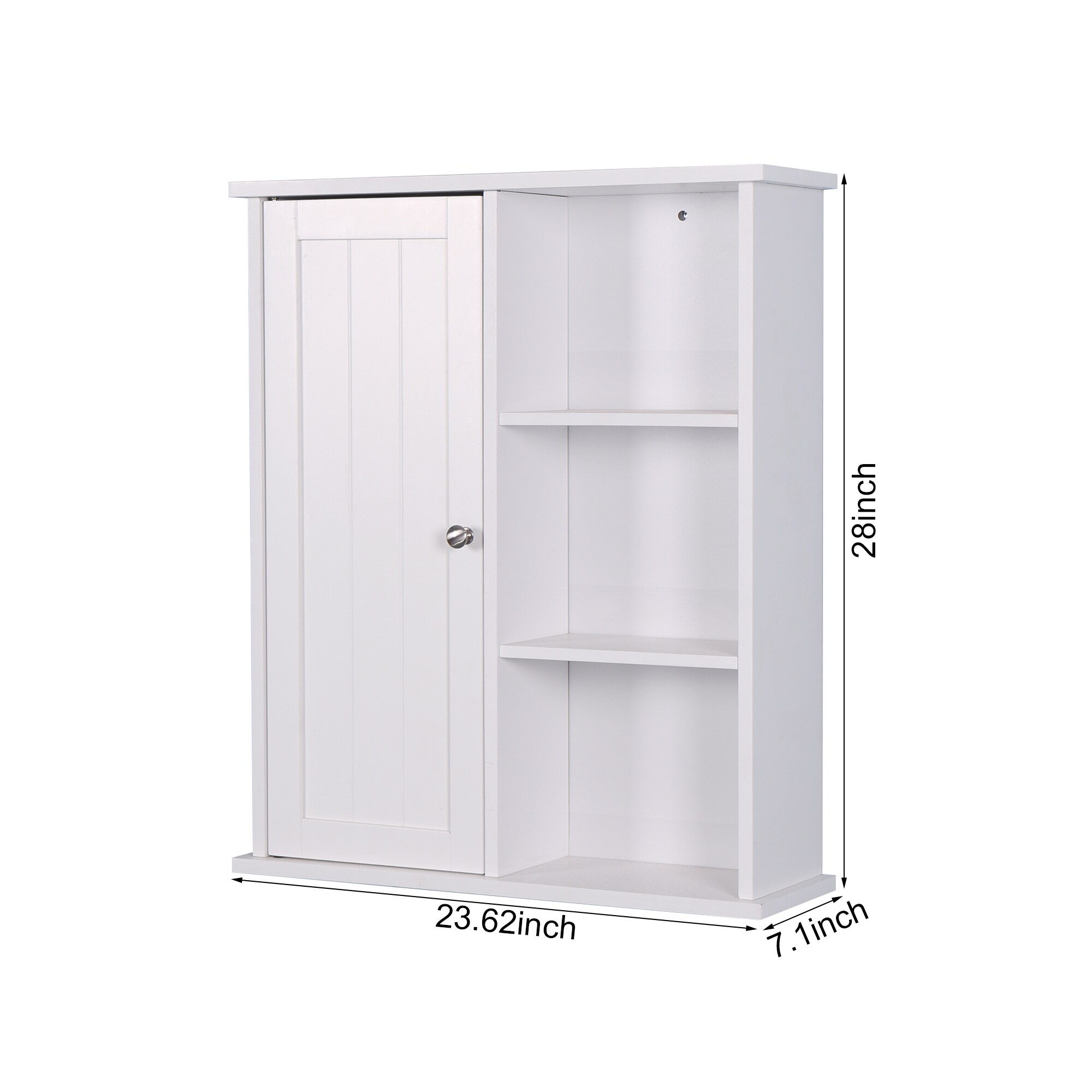 Gabinete de almacenamiento de utilidad para montar en la pared de MDF blanco ZAKLOOP de 7.1 pulgadas de ancho x 28 pulgadas de alto WU011119815