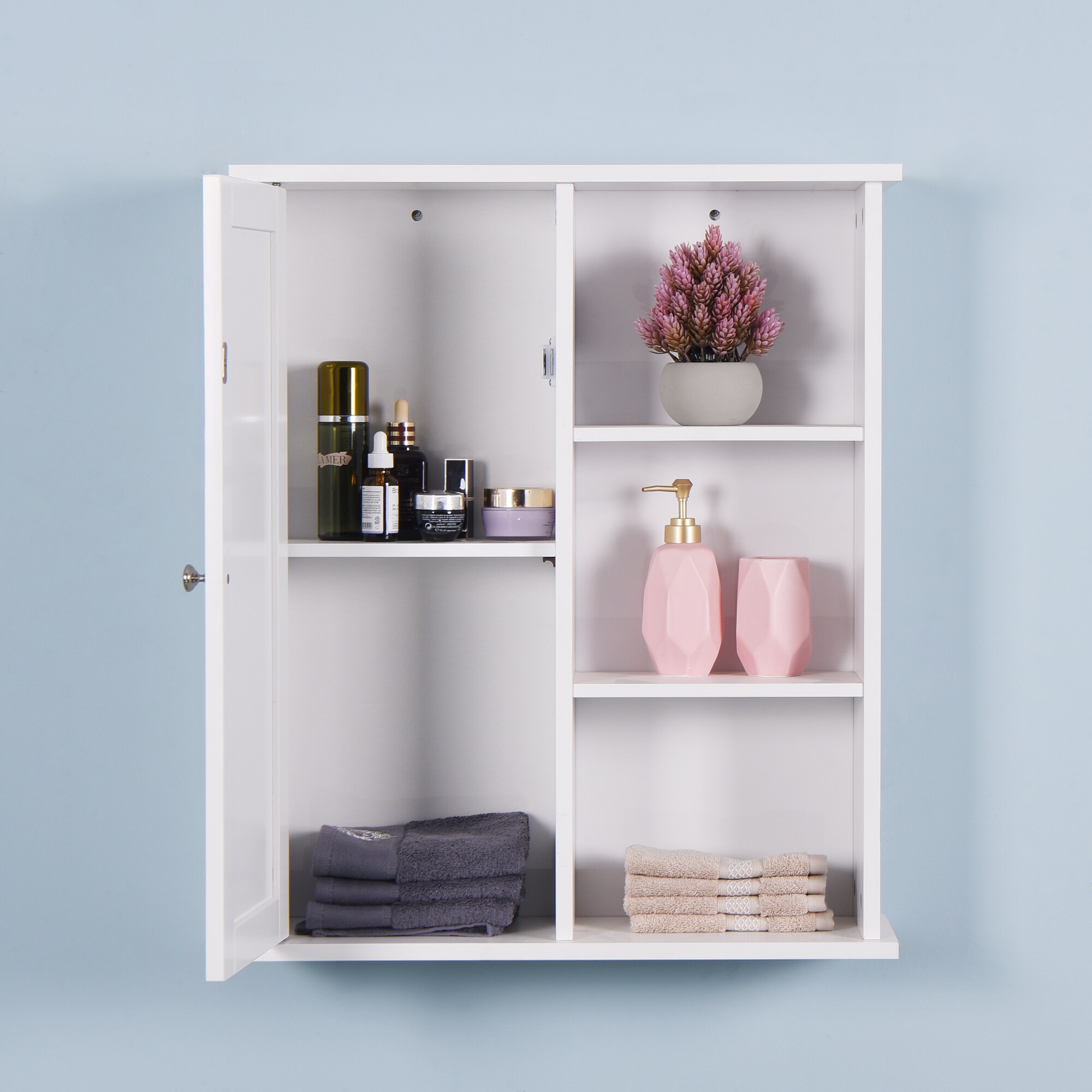 Gabinete de almacenamiento de utilidad para montar en la pared de MDF blanco ZAKLOOP de 7.1 pulgadas de ancho x 28 pulgadas de alto WU011119815