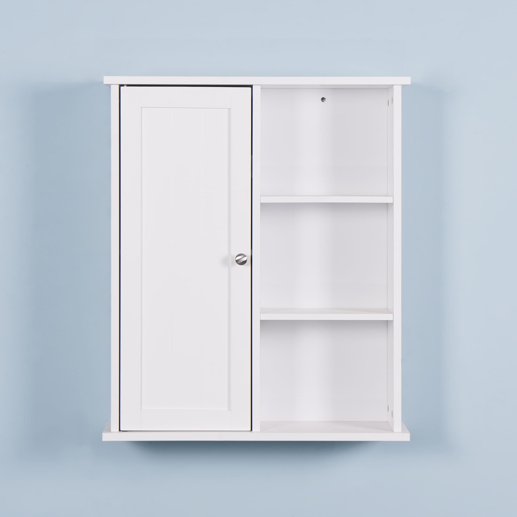 Gabinete de almacenamiento de utilidad para montar en la pared de MDF blanco ZAKLOOP de 7.1 pulgadas de ancho x 28 pulgadas de alto WU011119815