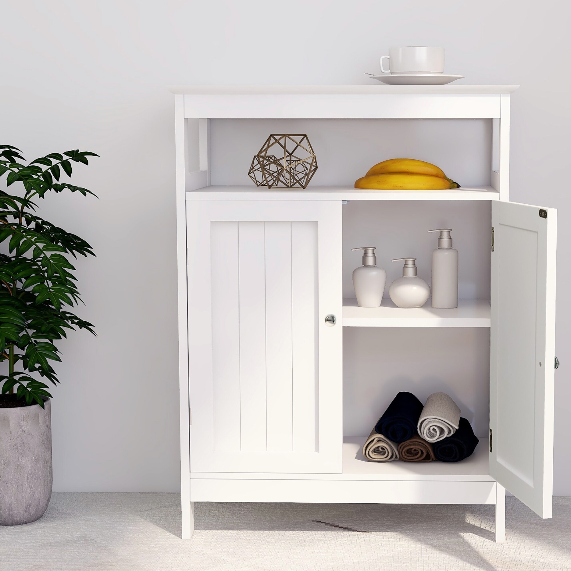 Gabinete de Almacenamiento Utilitario Independiente Blanco de MDF de 11.81 pulgadas de ancho x 31.5 pulgadas de alto ZAKLOOP WU092122923