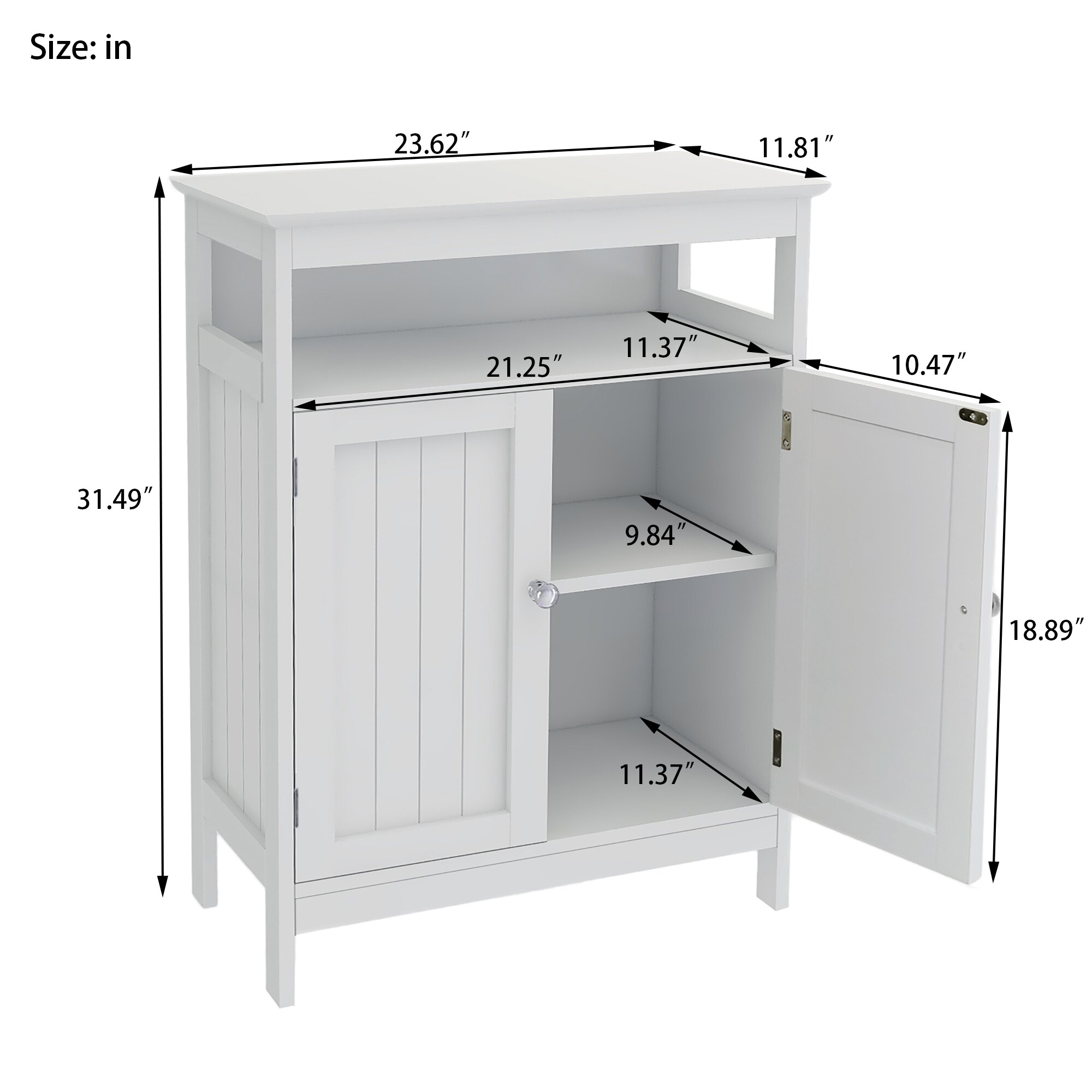 Gabinete de Almacenamiento Utilitario Independiente Blanco de MDF de 11.81 pulgadas de ancho x 31.5 pulgadas de alto ZAKLOOP WU092122923