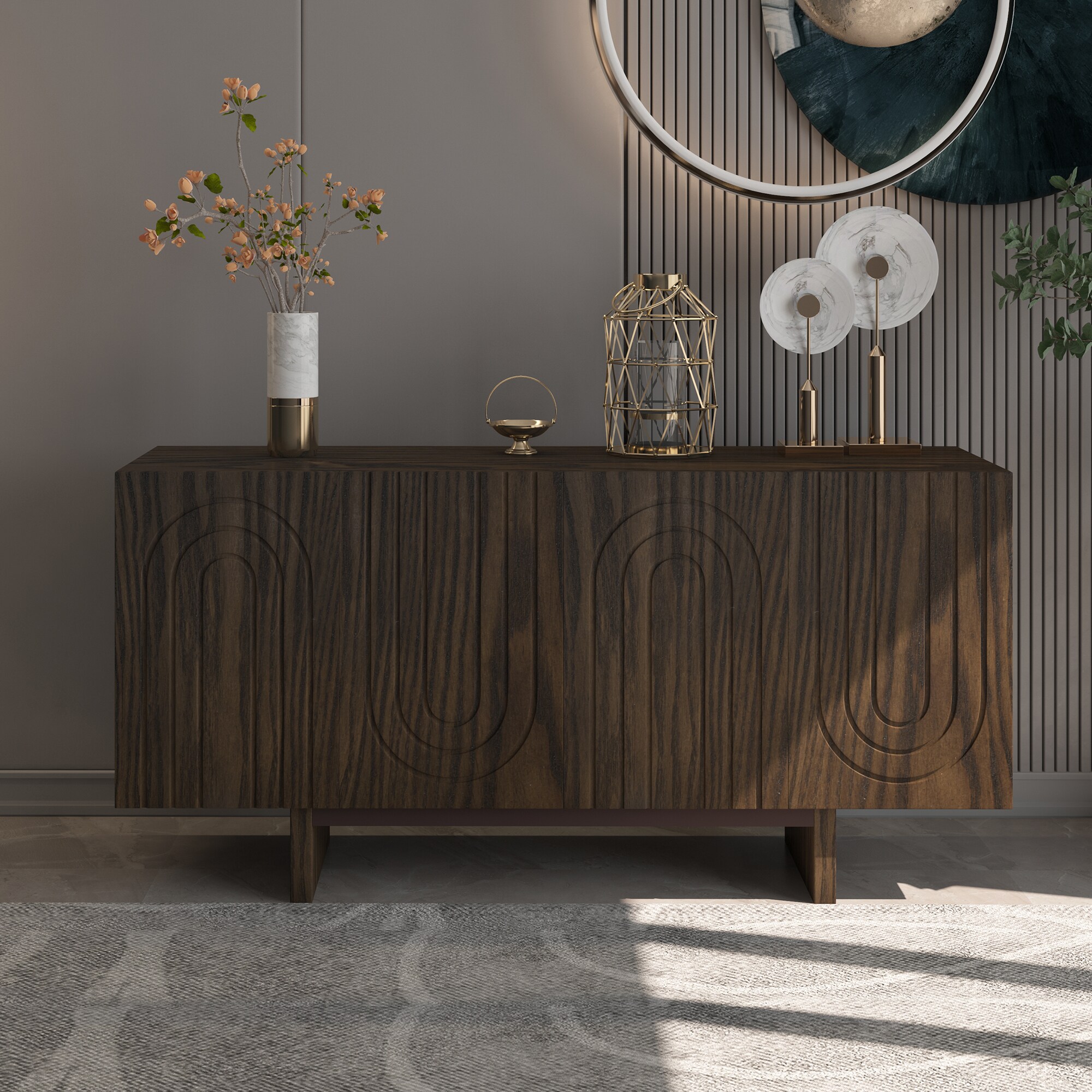 Gabinete de almacenamiento de utilidad independiente marrón de MDF Clihome 15.75 pulgadas de ancho x 30.71 pulgadas de alto CL-1659-K-BW-N