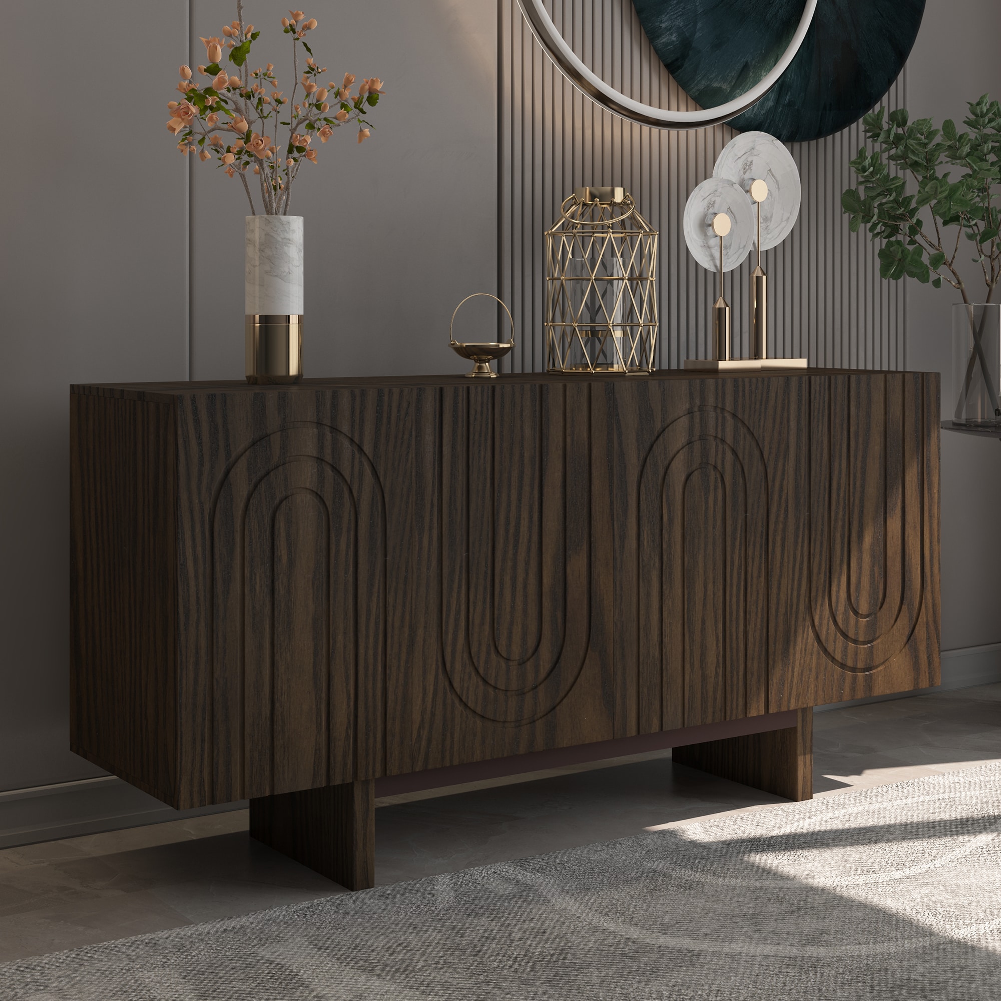 Gabinete de almacenamiento de utilidad independiente marrón de MDF Clihome 15.75 pulgadas de ancho x 30.71 pulgadas de alto CL-1659-K-BW-N