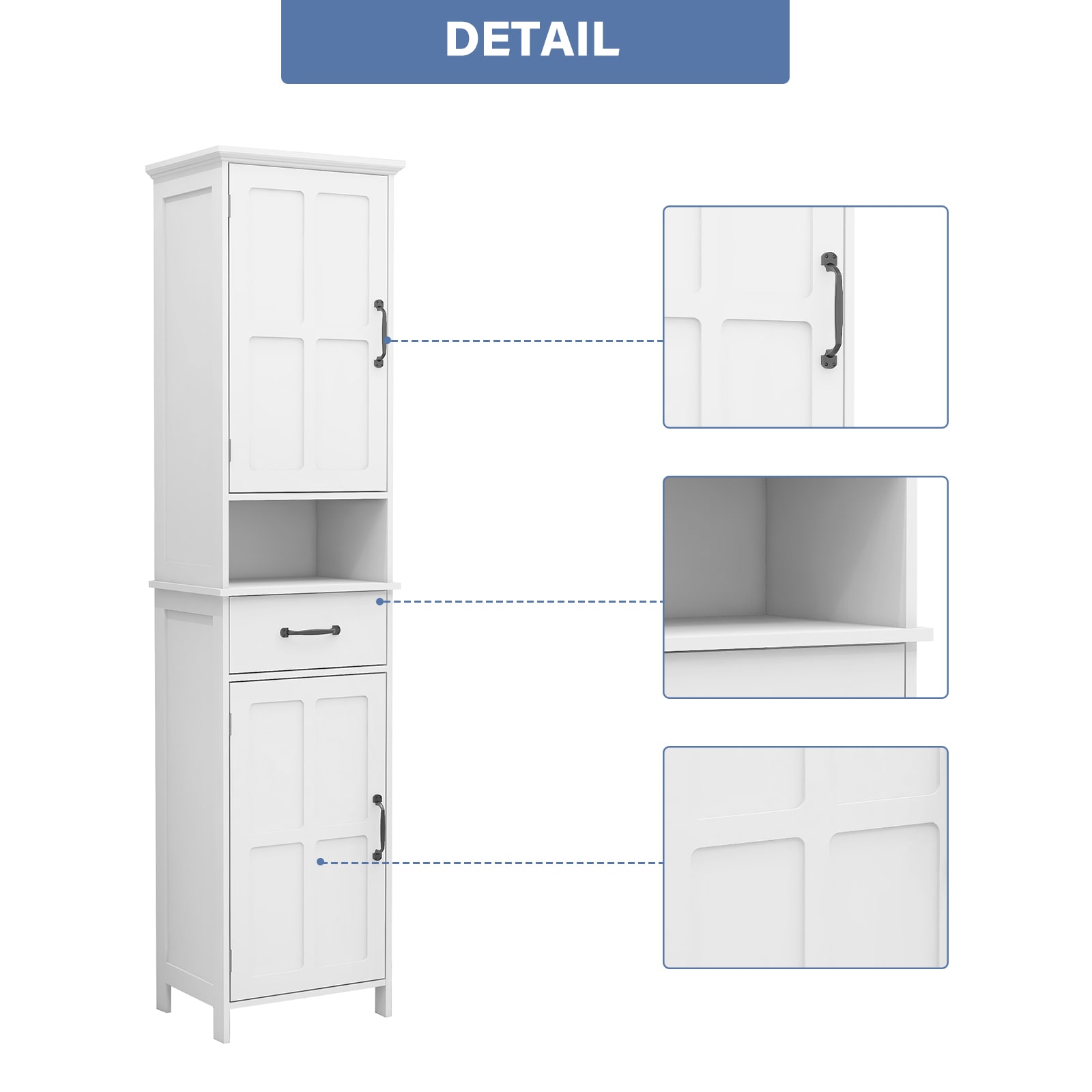 Gabinete de almacenamiento de utilidad blanco de MDF Siavonce 11.81 pulgadas de ancho x 64.96 pulgadas de alto, para montaje en pared o como mueble independiente FZ-D0102HRIMVJ